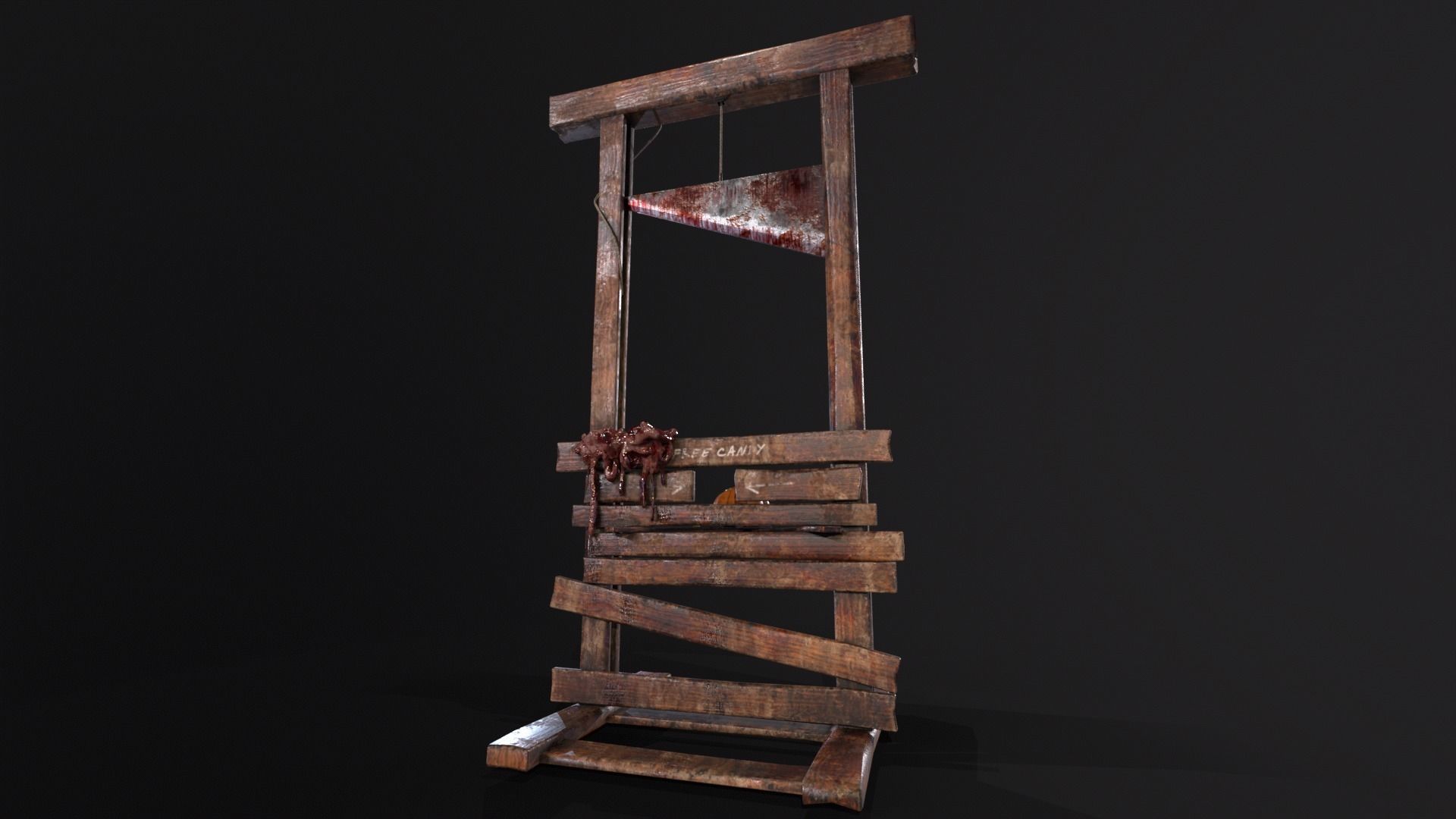 Bloody Halloween Guillotine Low-poly 3D model_4