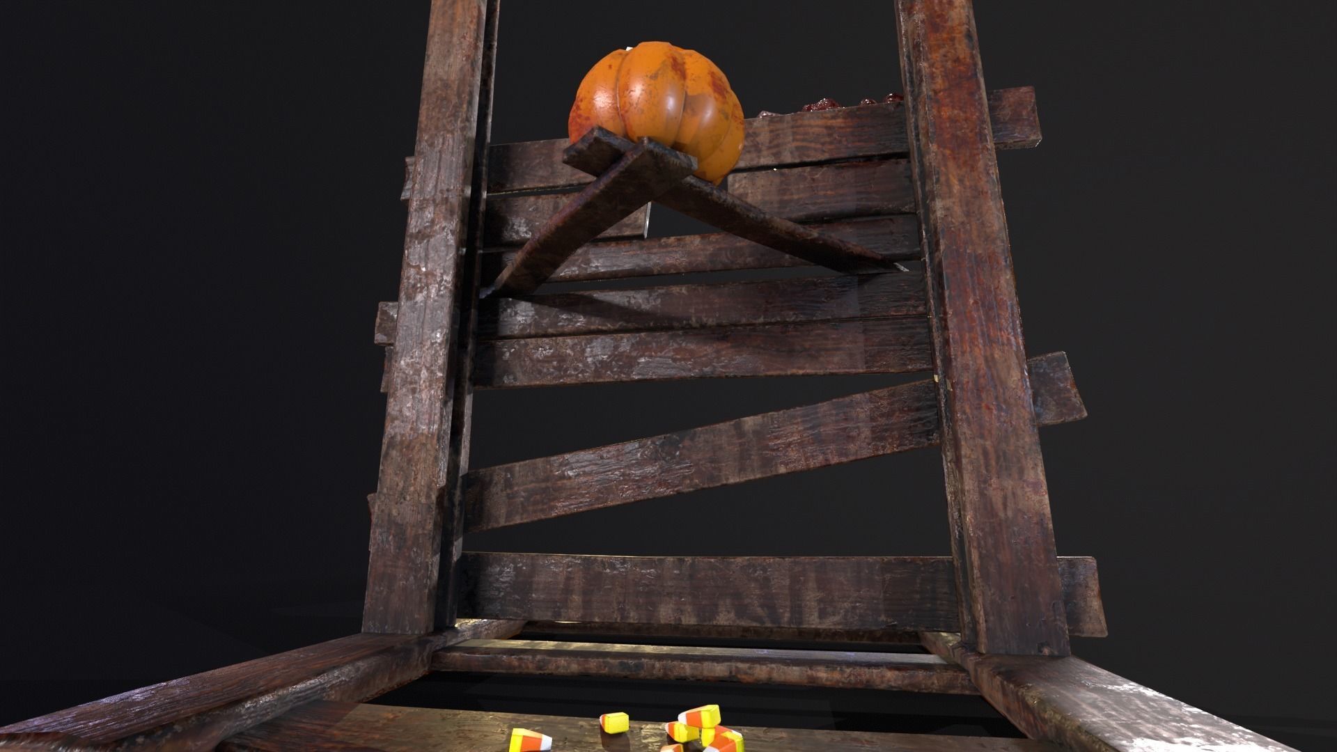 Bloody Halloween Guillotine Low-poly 3D model_24