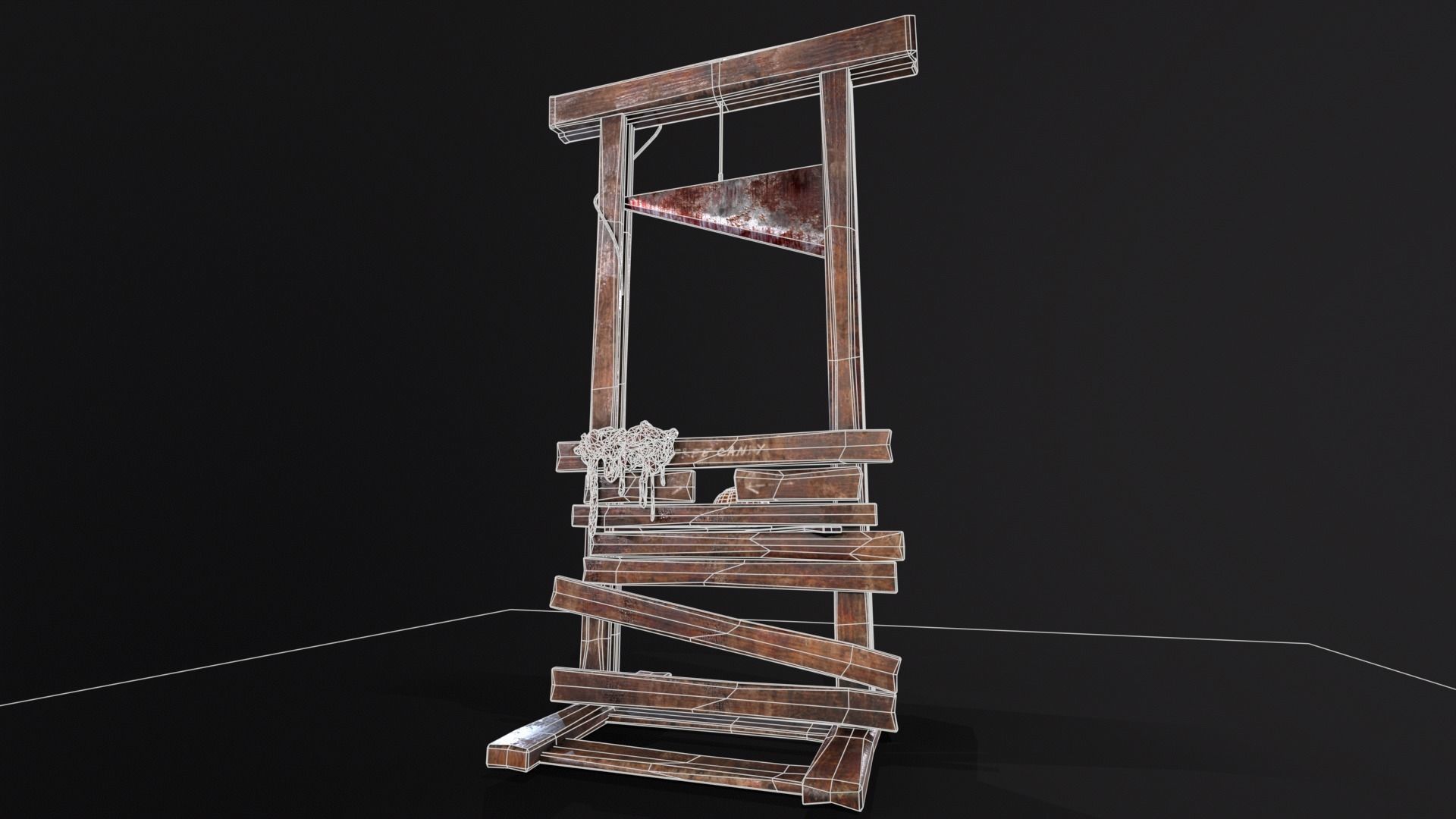 Bloody Halloween Guillotine Low-poly 3D model_5