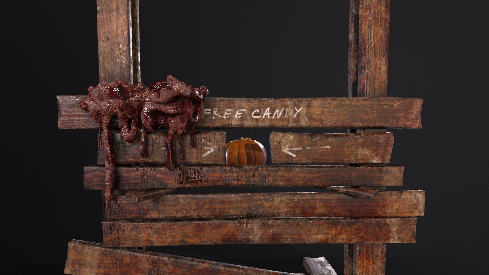 Bloody Halloween Guillotine Low-poly 3D model_20