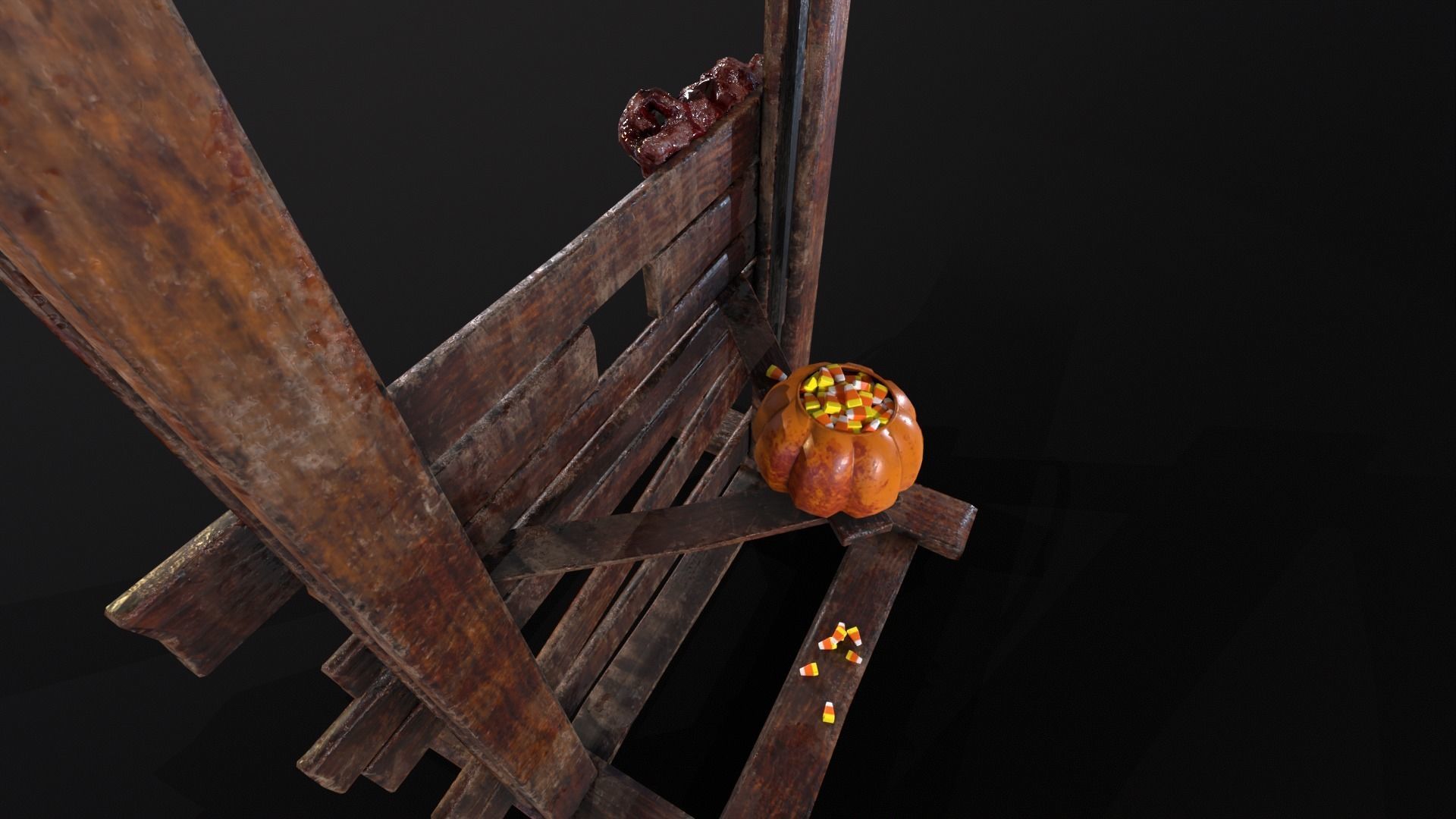 Bloody Halloween Guillotine Low-poly 3D model_22