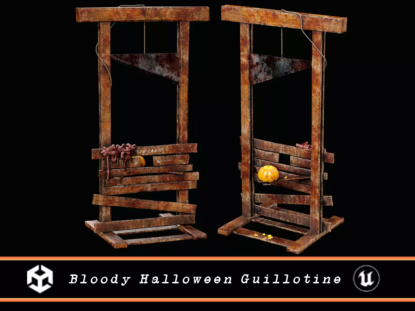 Bloody Halloween Guillotine Low-poly 3D model_0