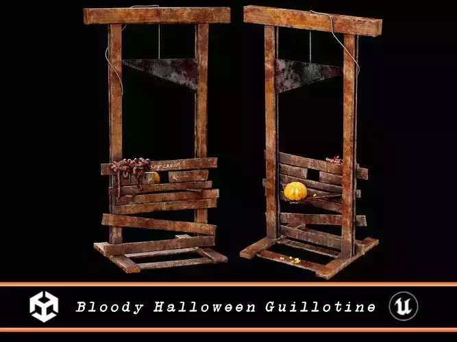 Bloody Halloween Guillotine Low-poly 3D model