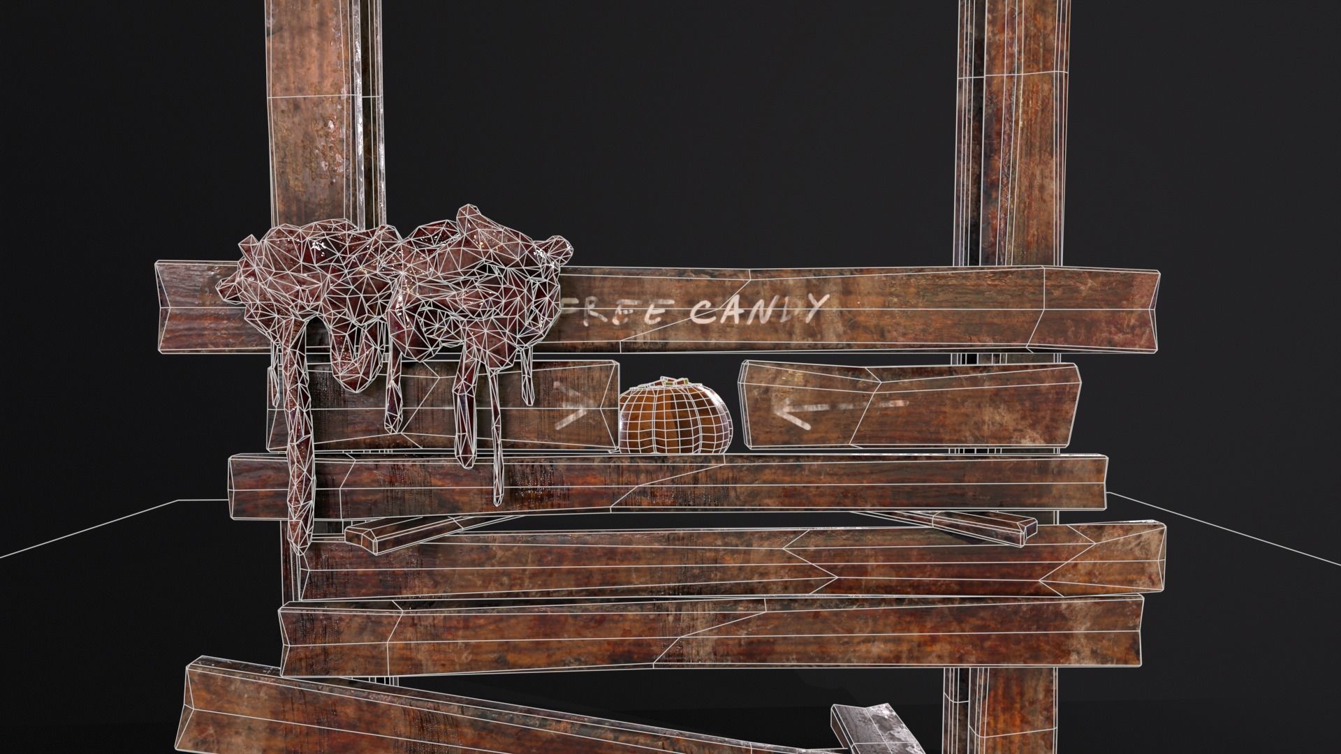 Bloody Halloween Guillotine Low-poly 3D model_21