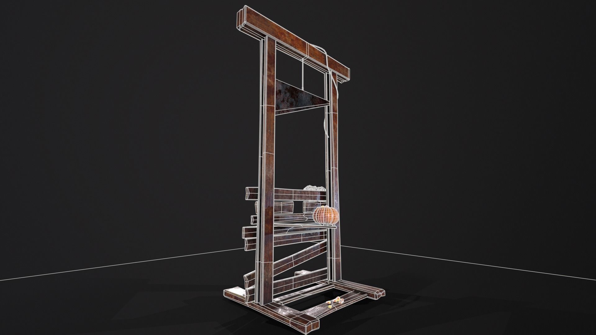 Bloody Halloween Guillotine Low-poly 3D model_11