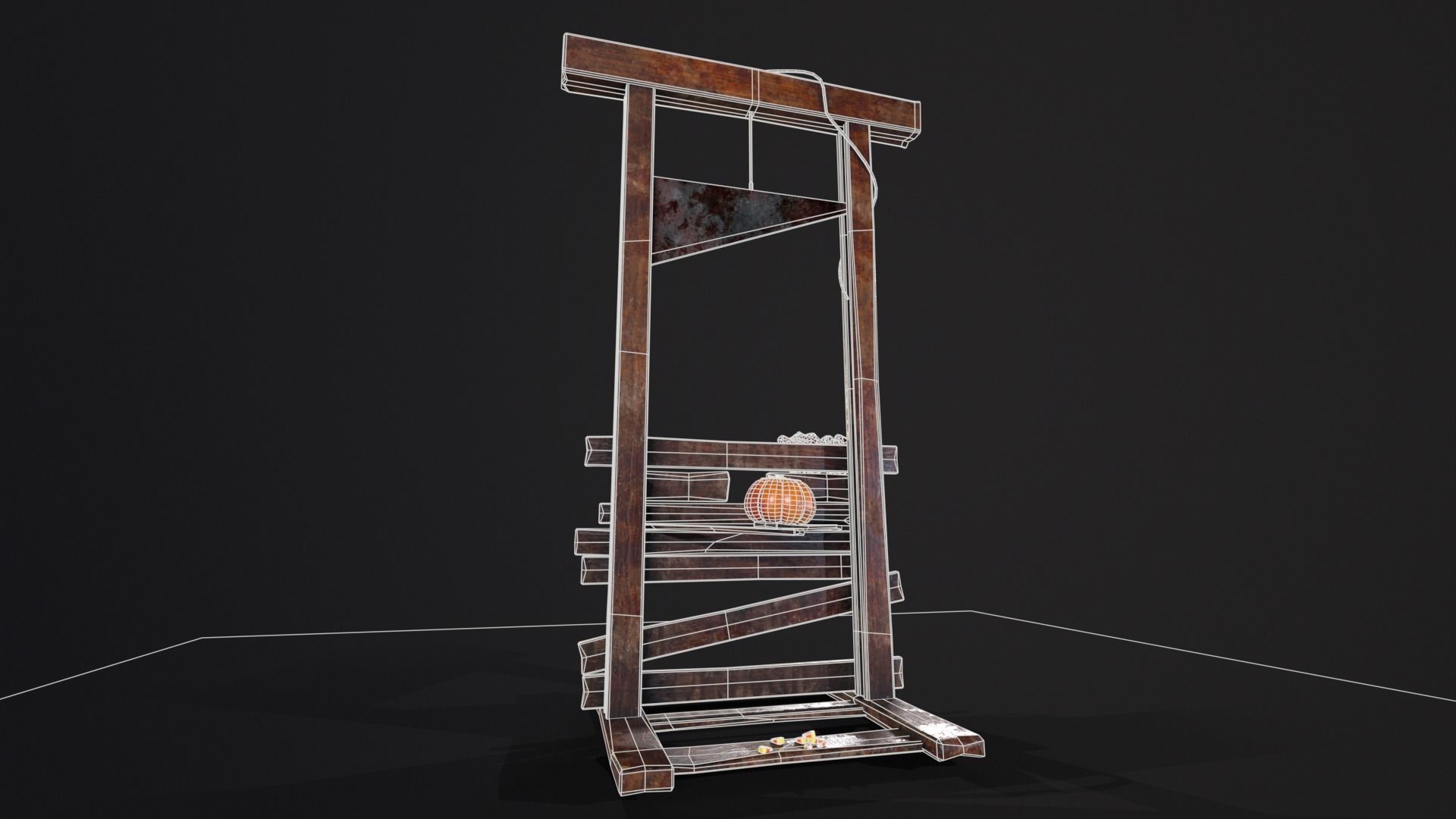 Bloody Halloween Guillotine Low-poly 3D model_13