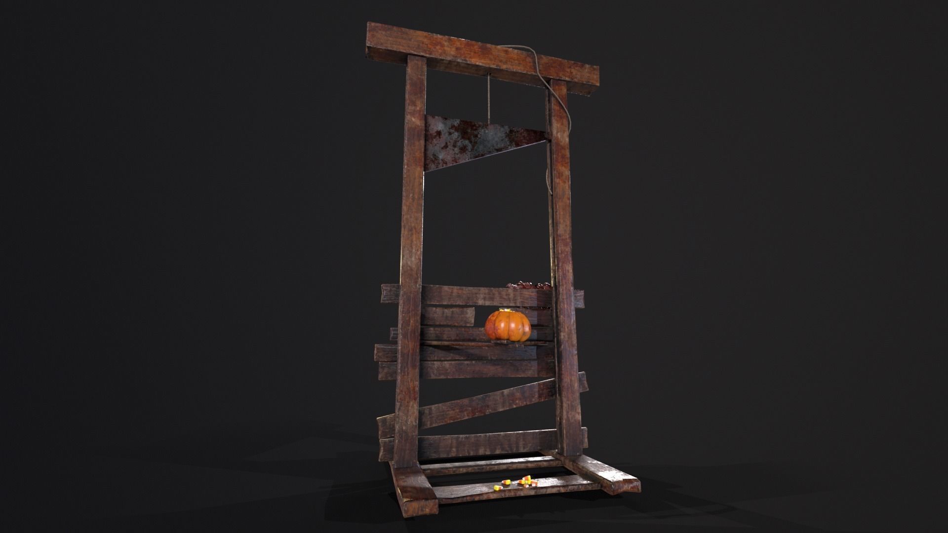Bloody Halloween Guillotine Low-poly 3D model_12