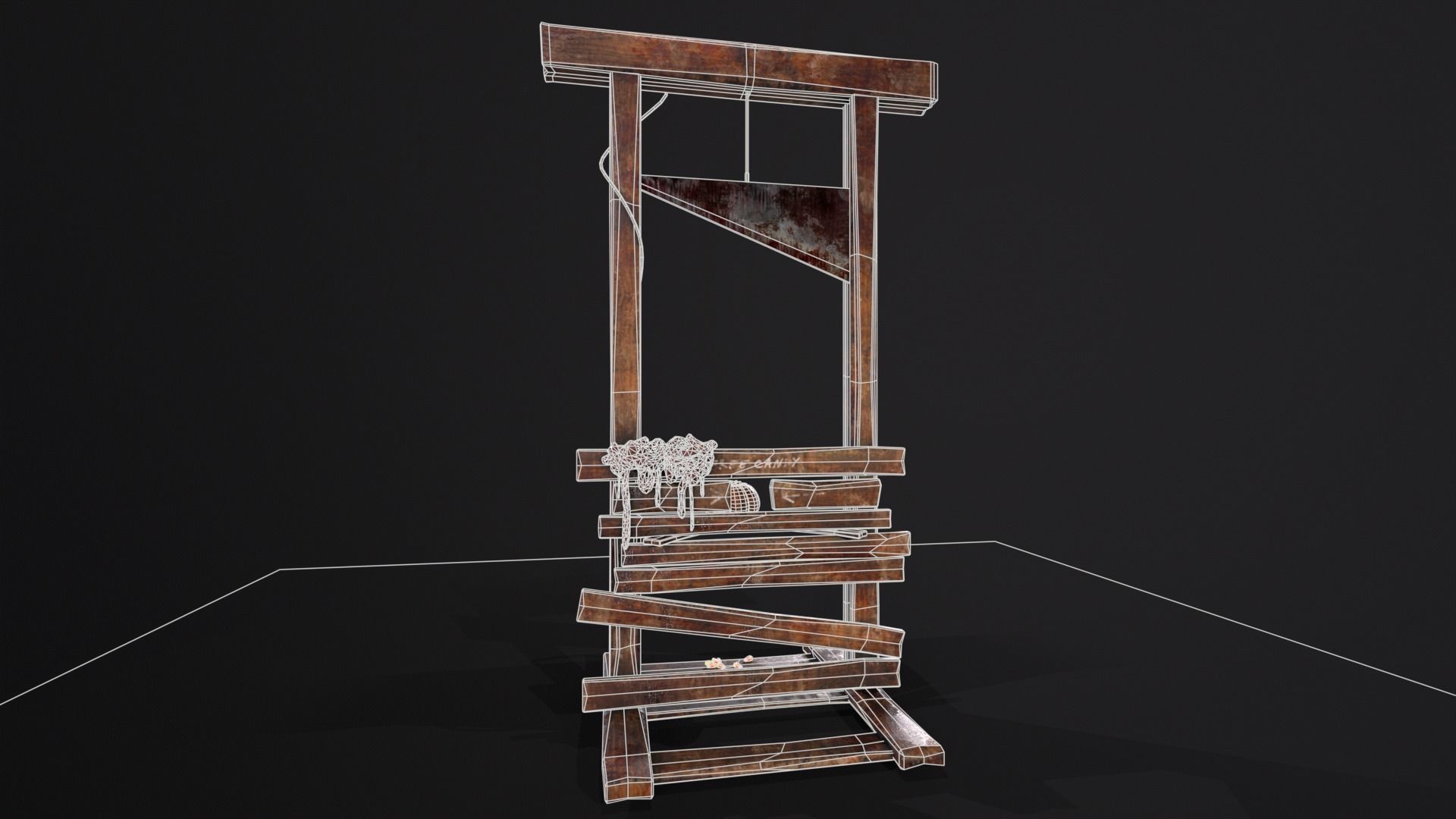 Bloody Halloween Guillotine Low-poly 3D model_3