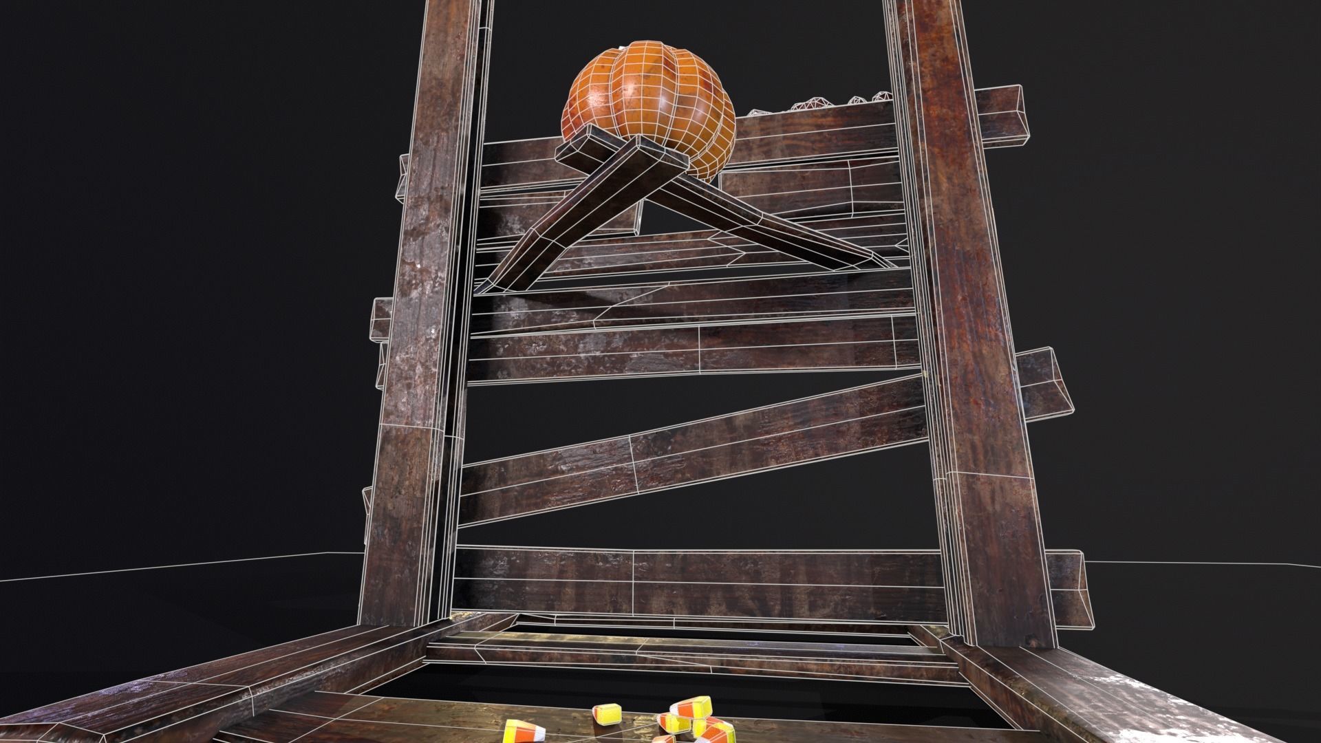 Bloody Halloween Guillotine Low-poly 3D model_25