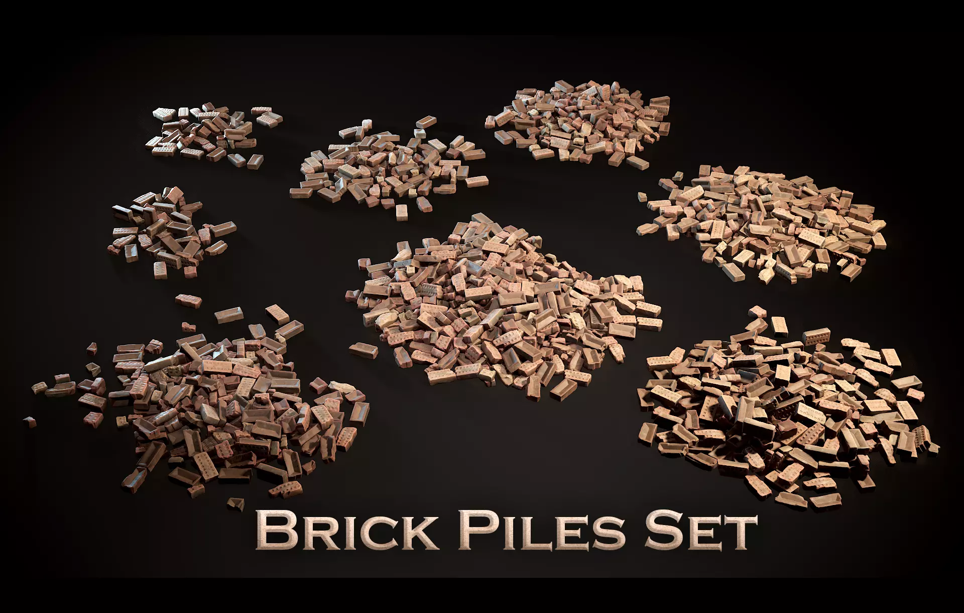 Brick Piles Set Low-Poly PBR 3d models Low-poly 3D model