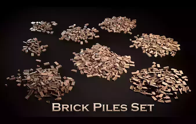 Brick Piles Set Low-Poly PBR 3d models 