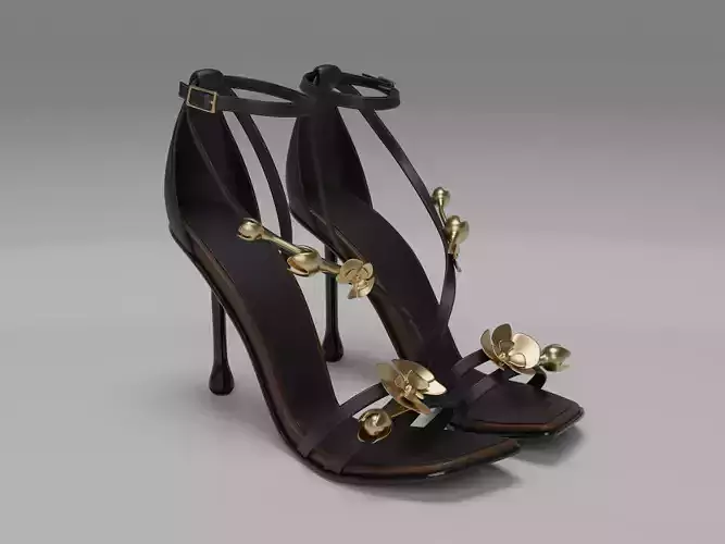 Black and gold Heels 3D model