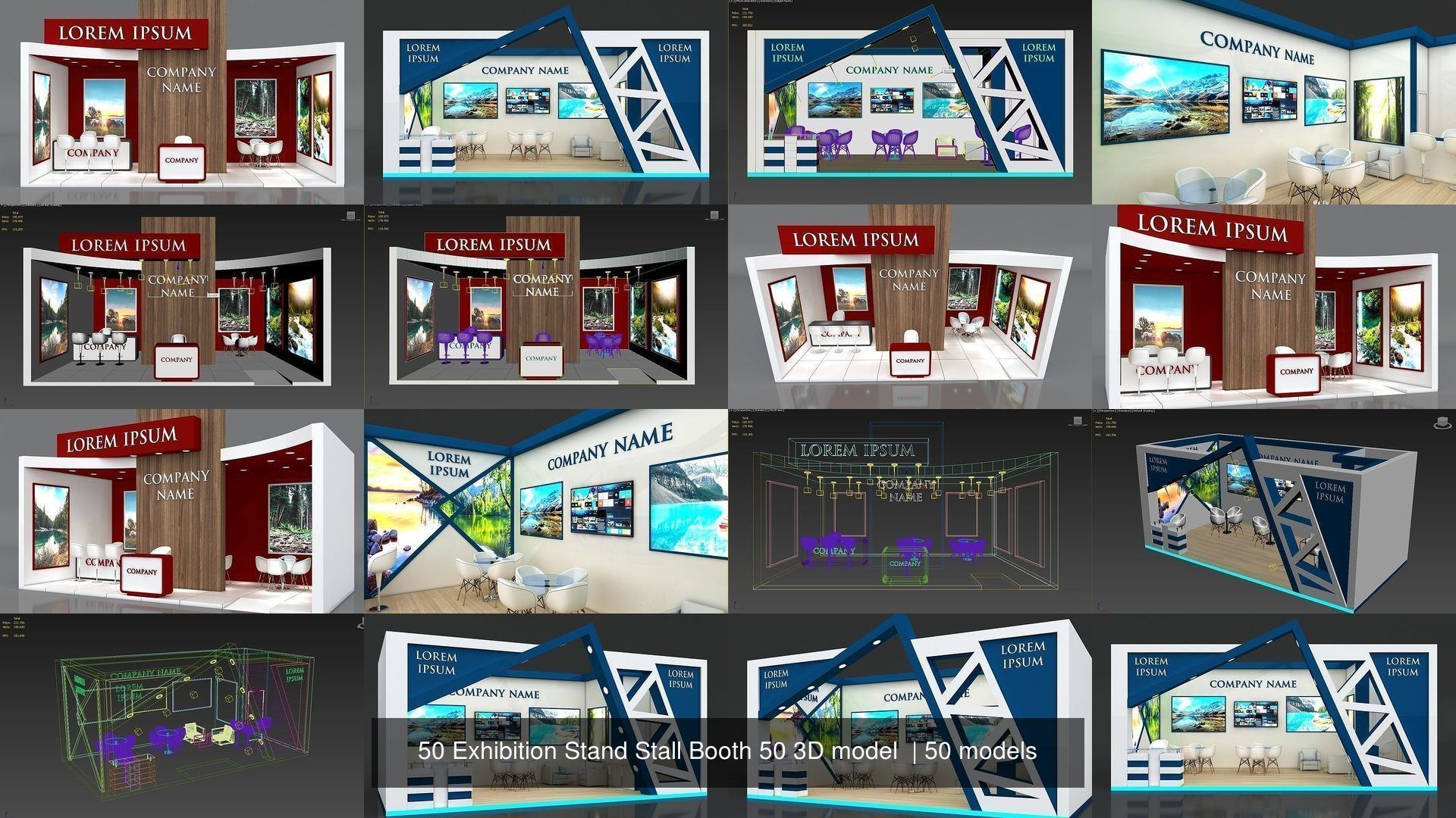 50 Exhibition Stand Stall Booth 50 3D model  3D Model Collection_9