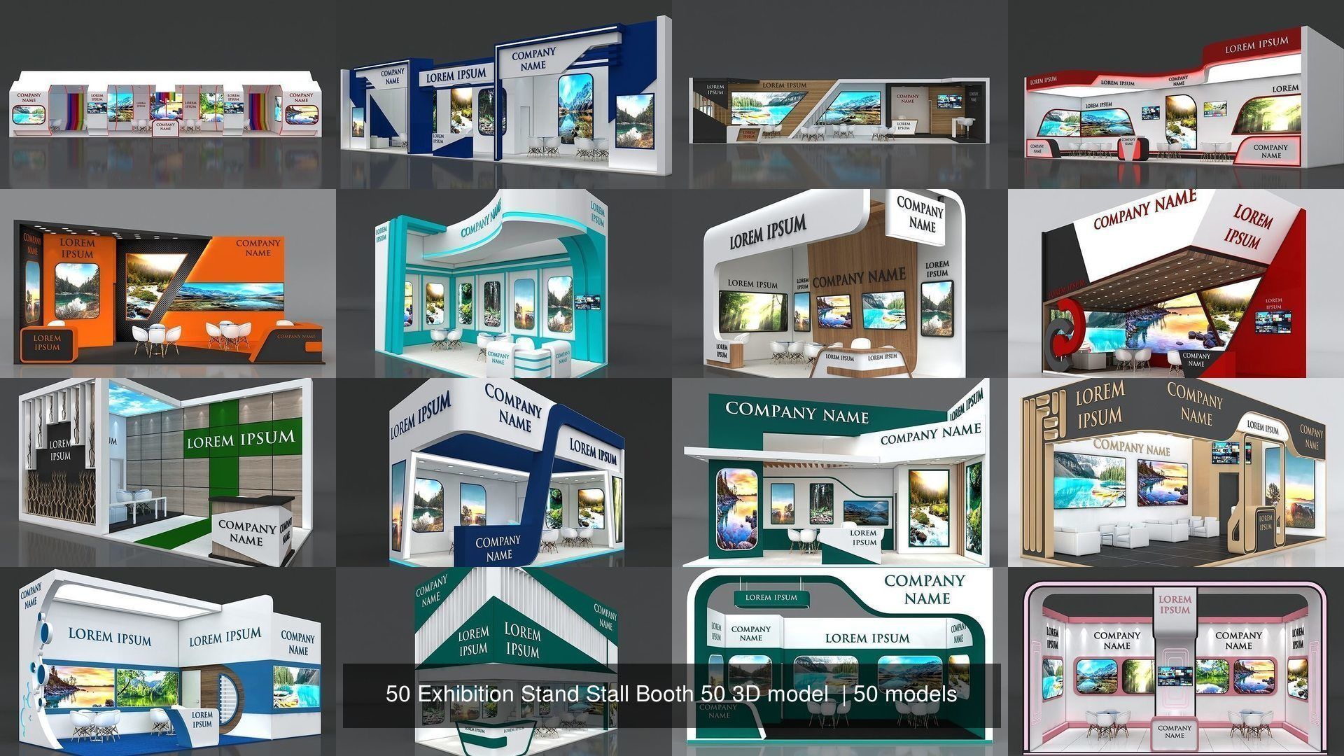 50 Exhibition Stand Stall Booth 50 3D model  3D Model Collection_3