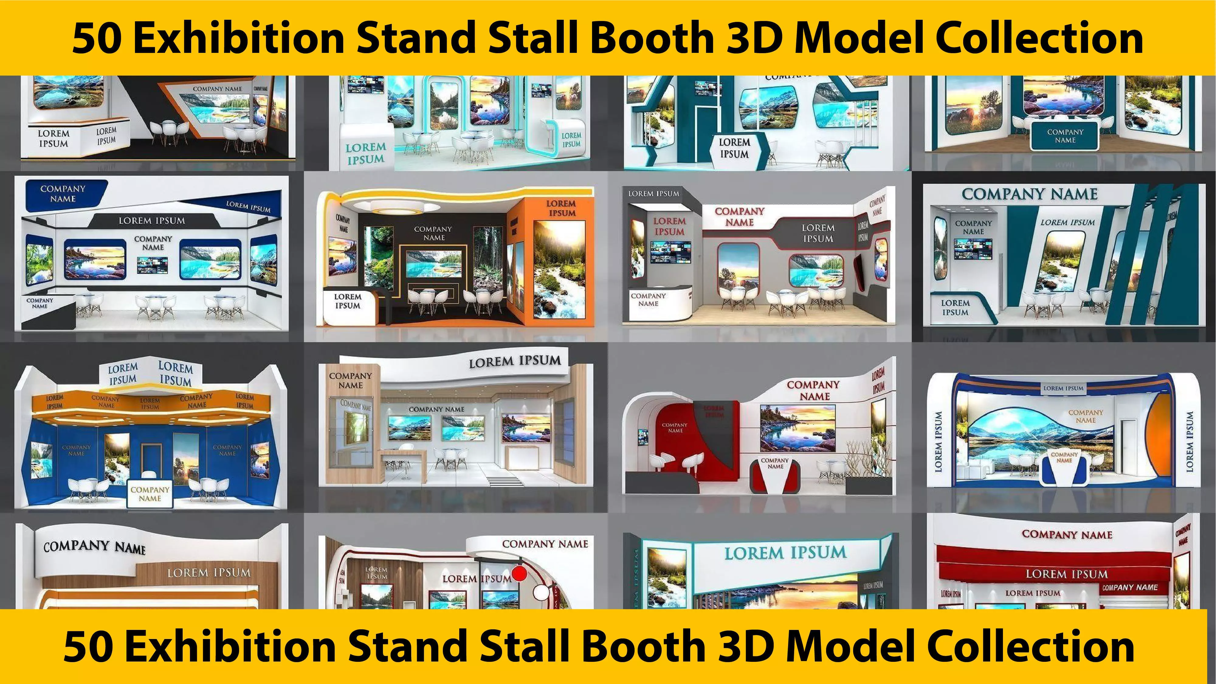 50 Exhibition Stand Stall Booth 50 3D model  3D Model Collection_0