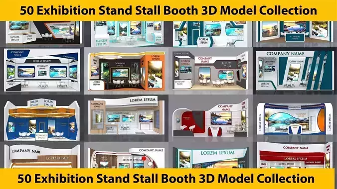 50 Exhibition Stand Stall Booth 50 3D model  3D Model Collection