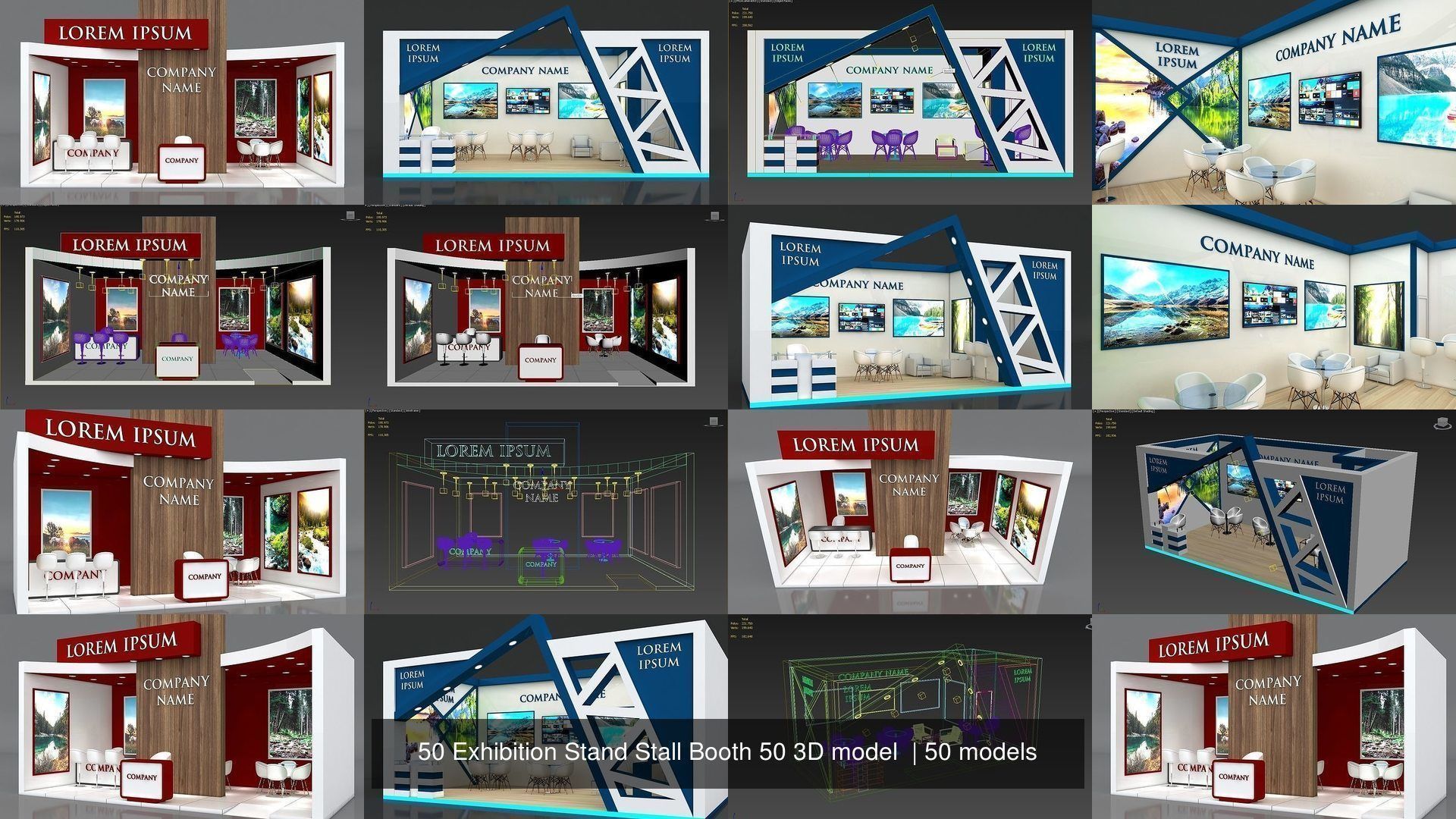 50 Exhibition Stand Stall Booth 50 3D model  3D Model Collection_6