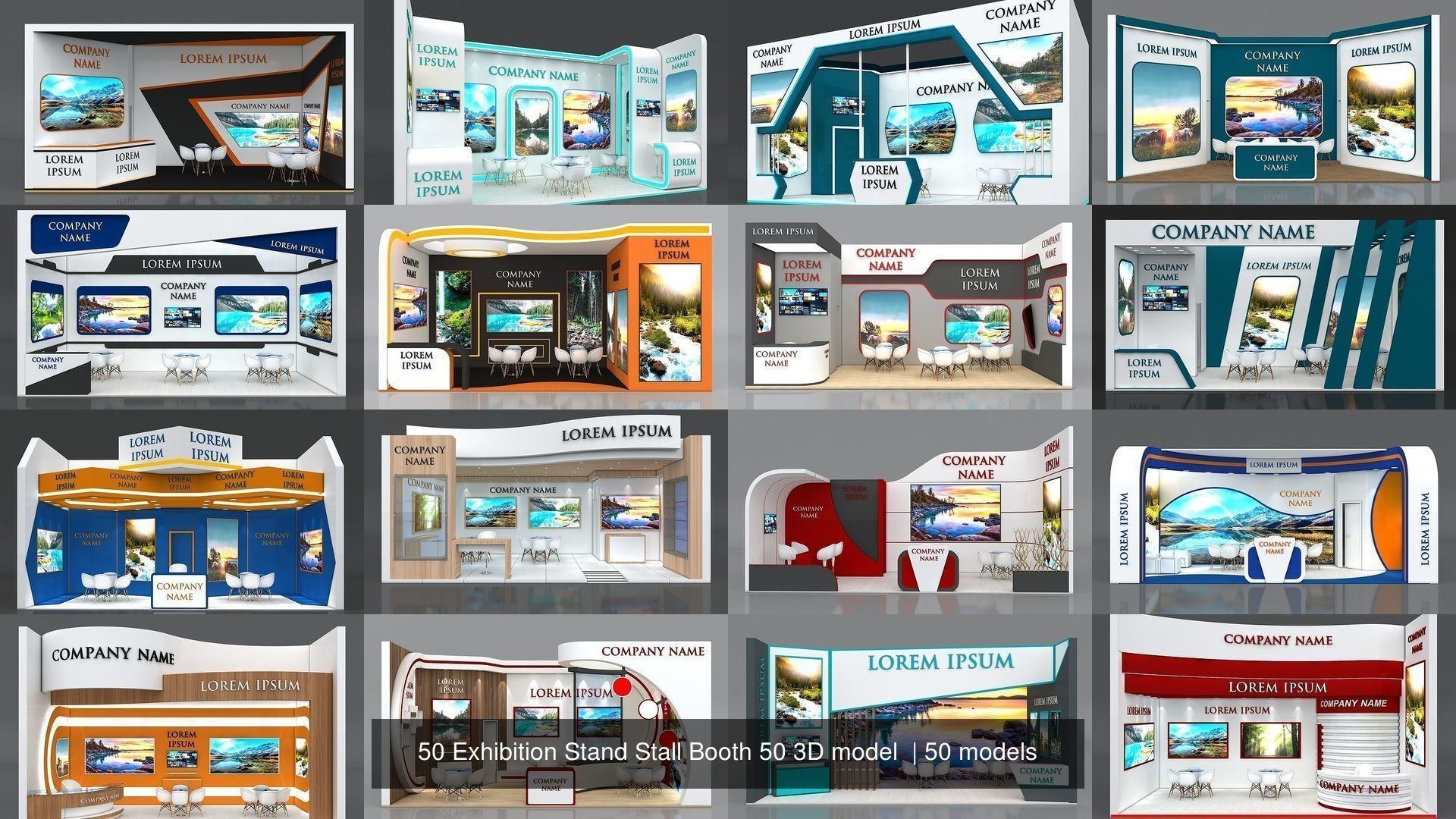 50 Exhibition Stand Stall Booth 50 3D model  3D Model Collection_5