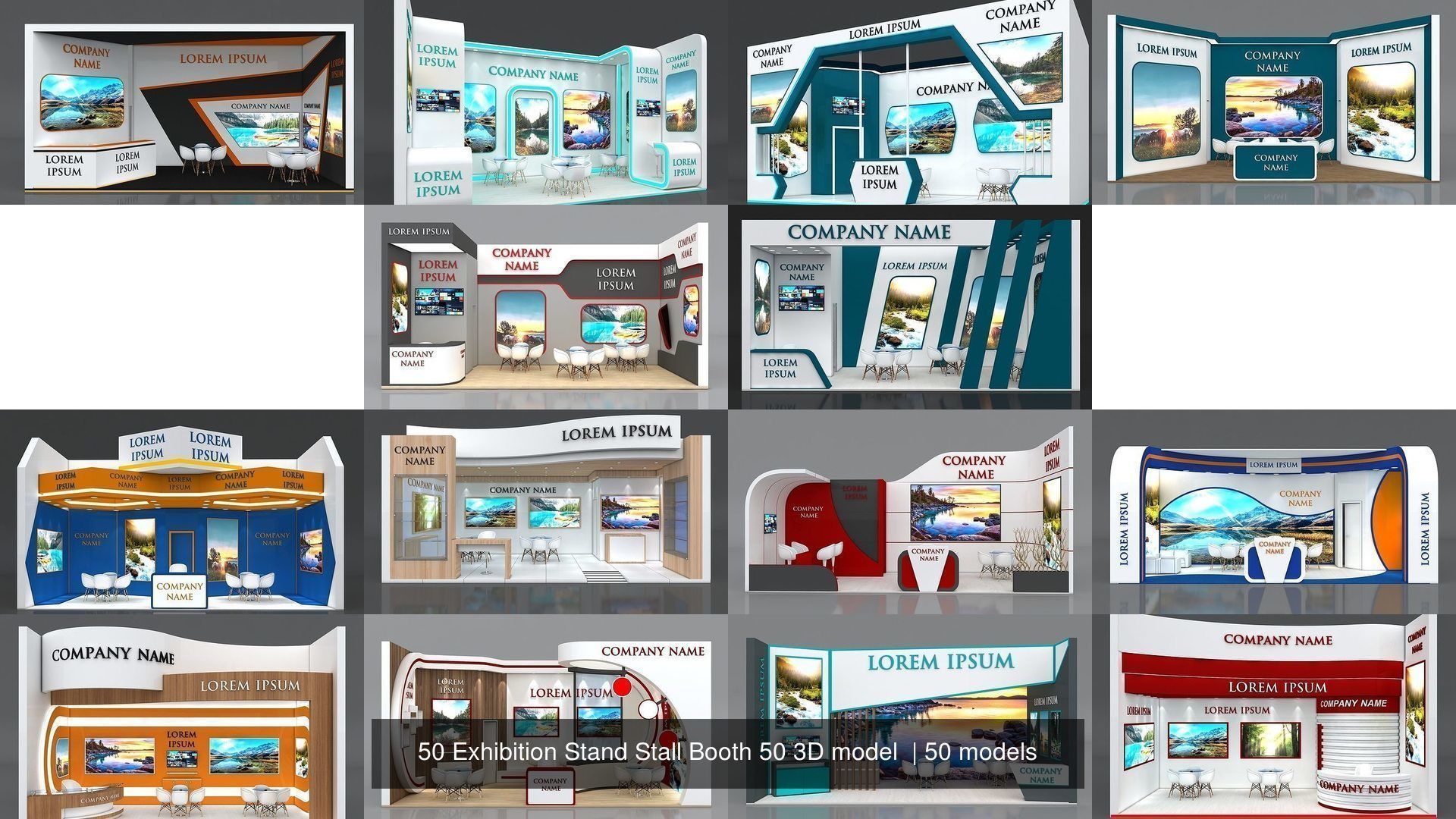 50 Exhibition Stand Stall Booth 50 3D model  3D Model Collection_7