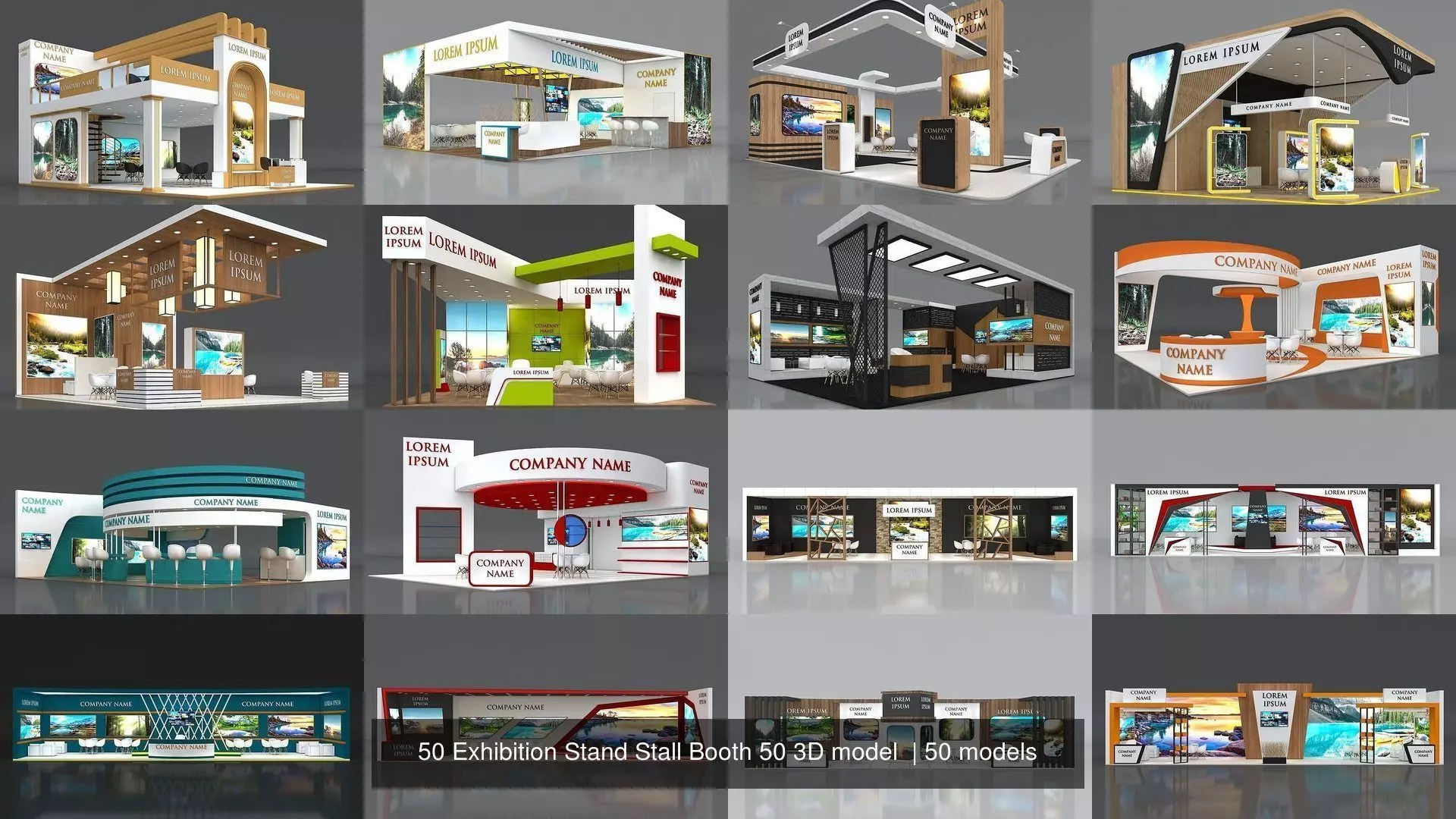 50 Exhibition Stand Stall Booth 50 3D model  3D Model Collection_1