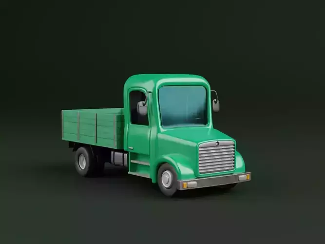 Stylized Cartoon Rigged Open Back Truck