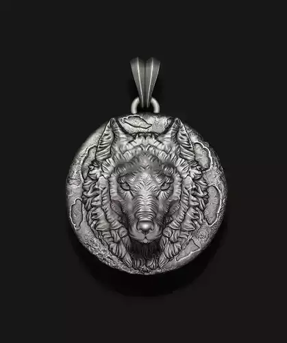 Wolf moon pendant v1
