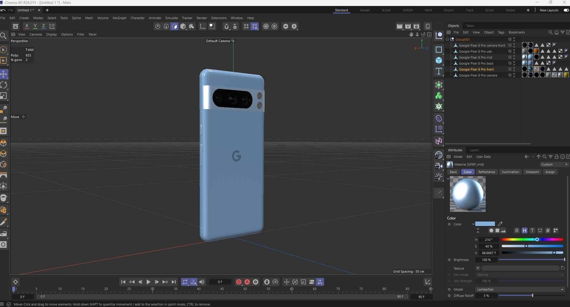Google Pixel 8 Pro Bay Low-poly 3D model_29