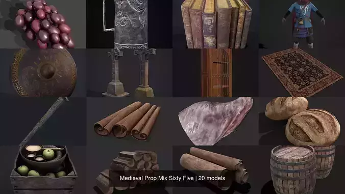 Medieval Prop Mix Sixty Five 3D Model Collection