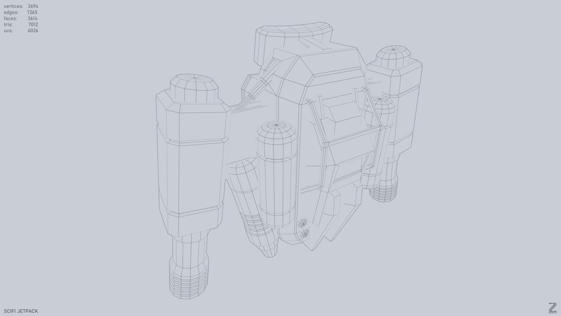 Scifi Jetpack Low-poly 3D model_14