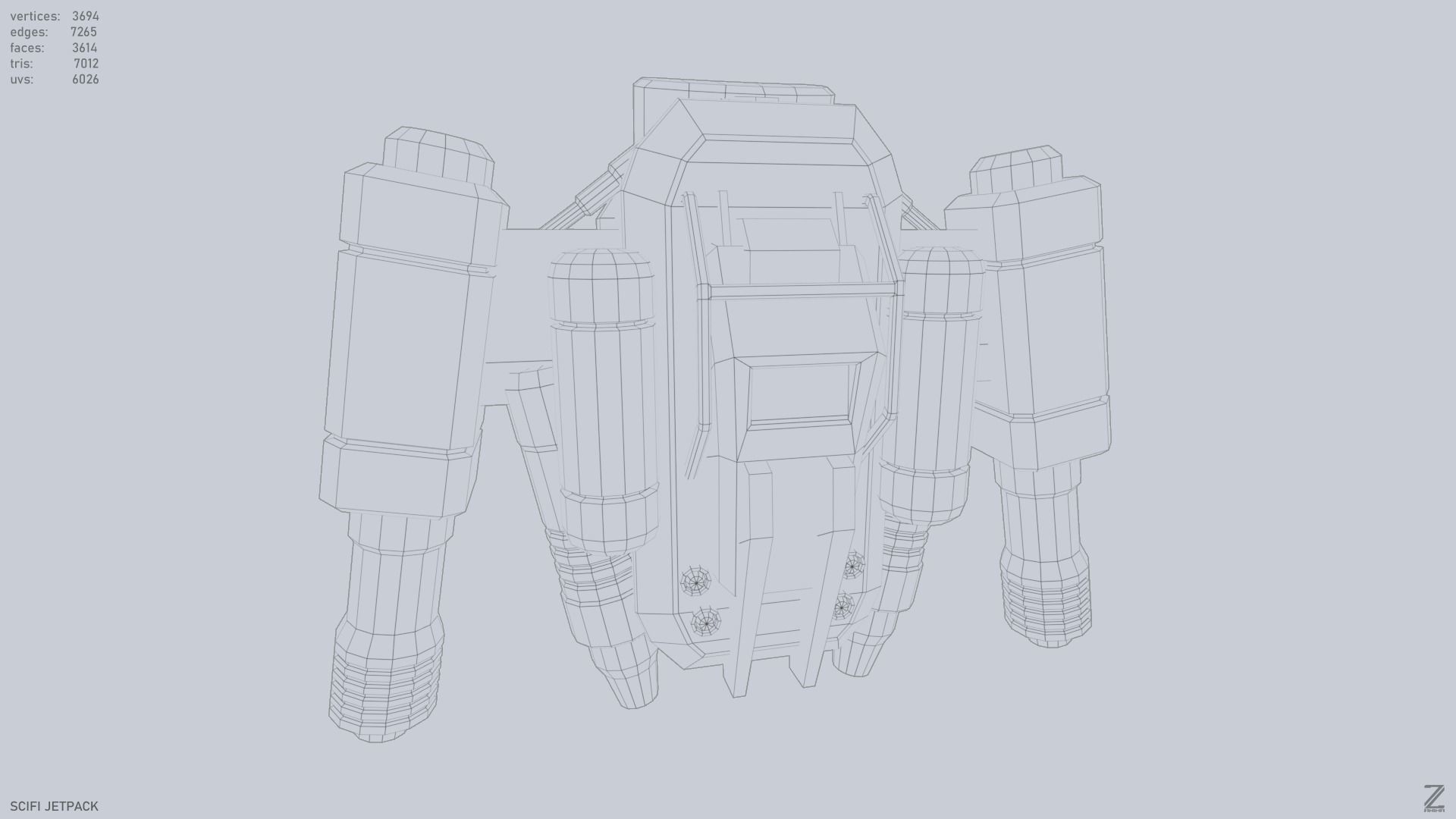 Scifi Jetpack Low-poly 3D model_8