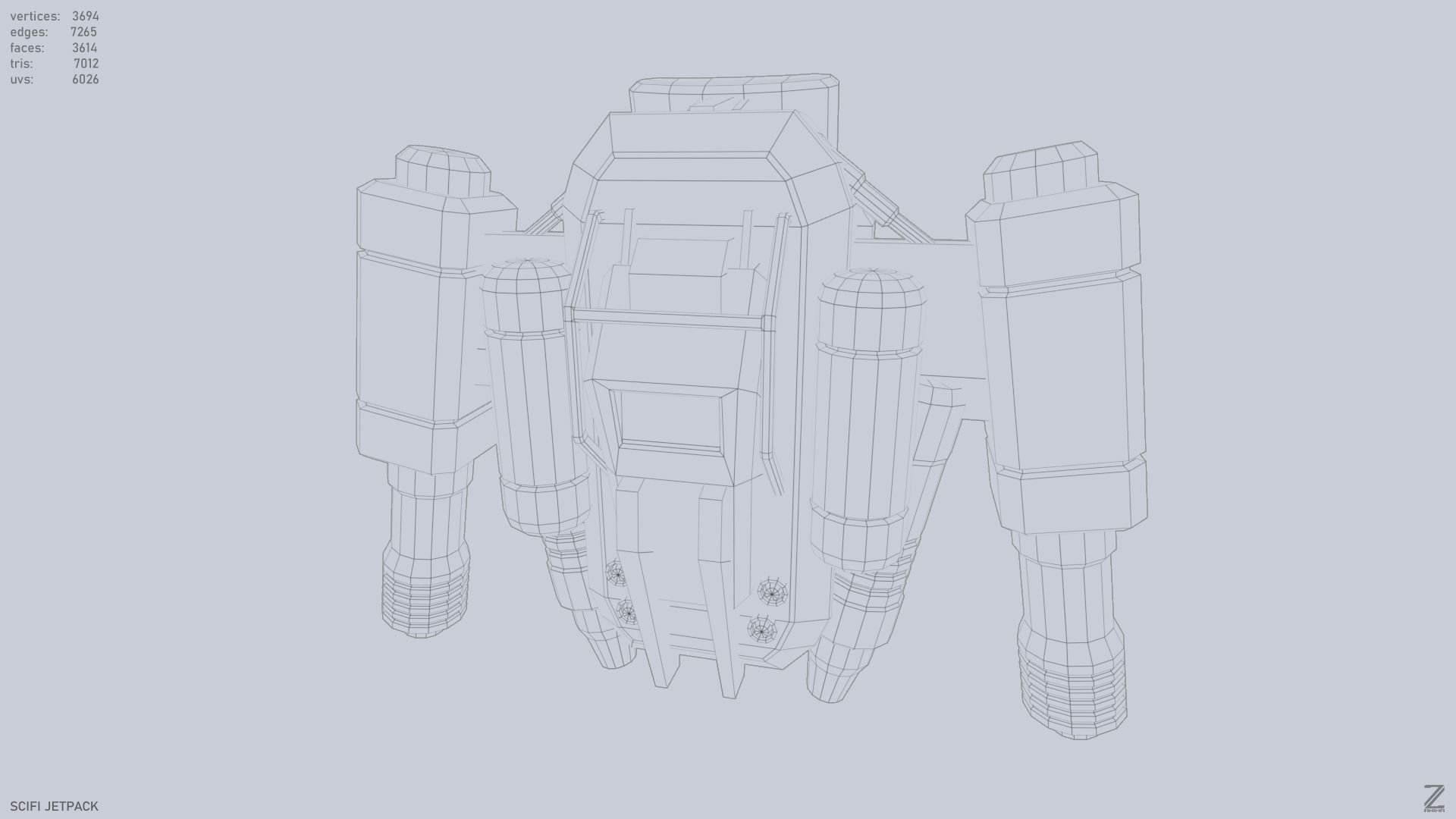 Scifi Jetpack Low-poly 3D model_9