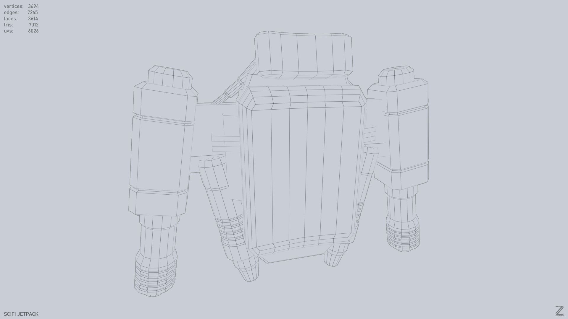 Scifi Jetpack Low-poly 3D model_12