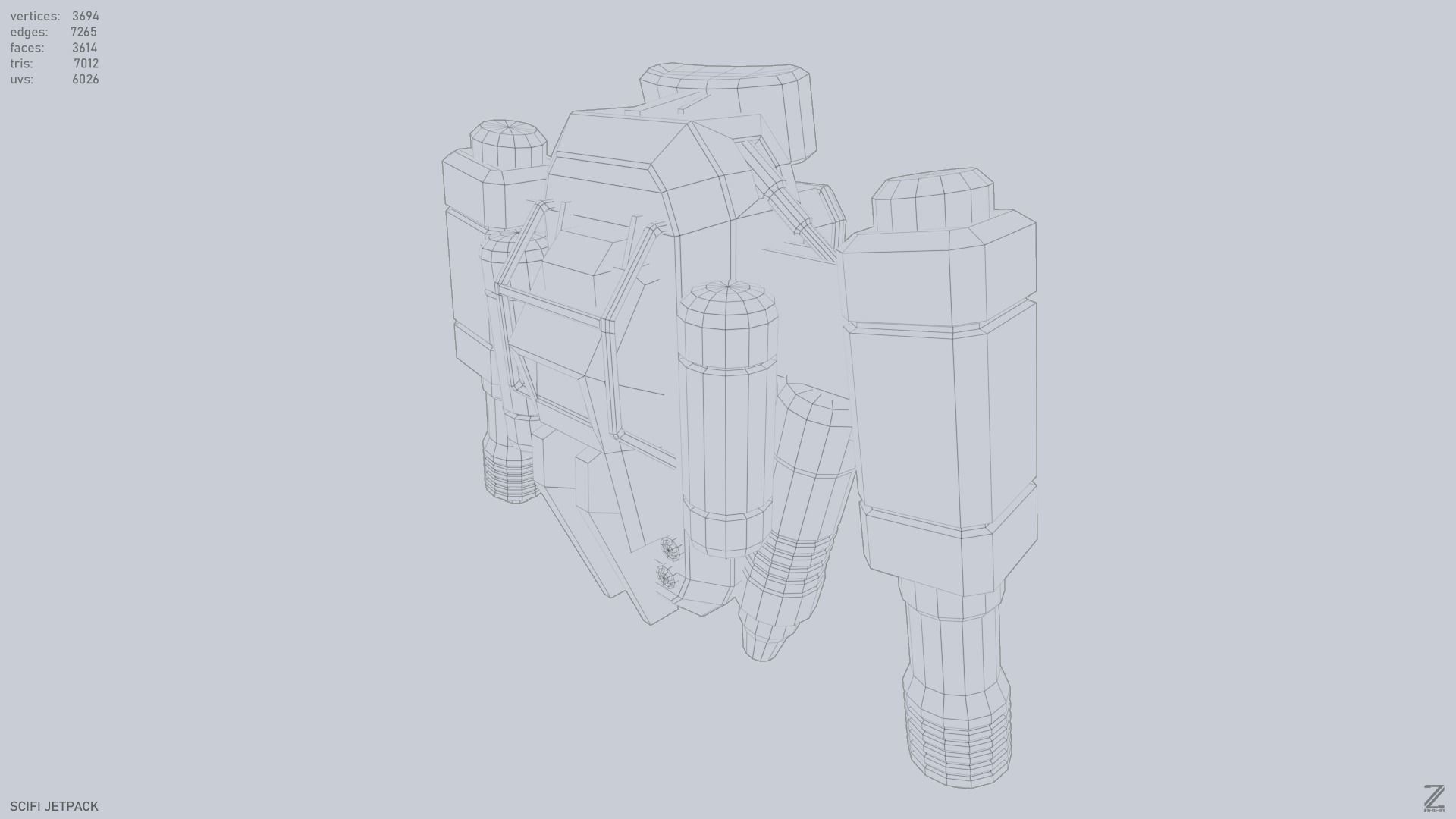 Scifi Jetpack Low-poly 3D model_10