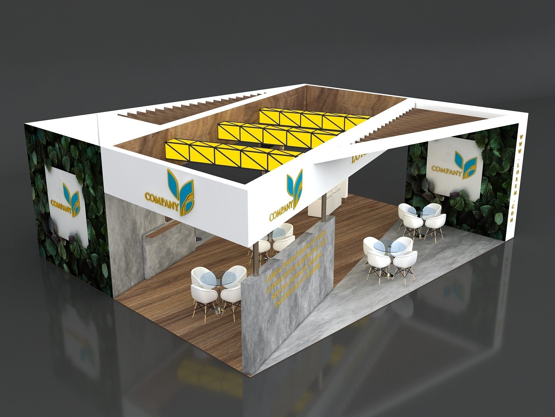 Exhibition Booth Stand Stall 8x10m Height 350 cm 4 Side Open 3D model_5