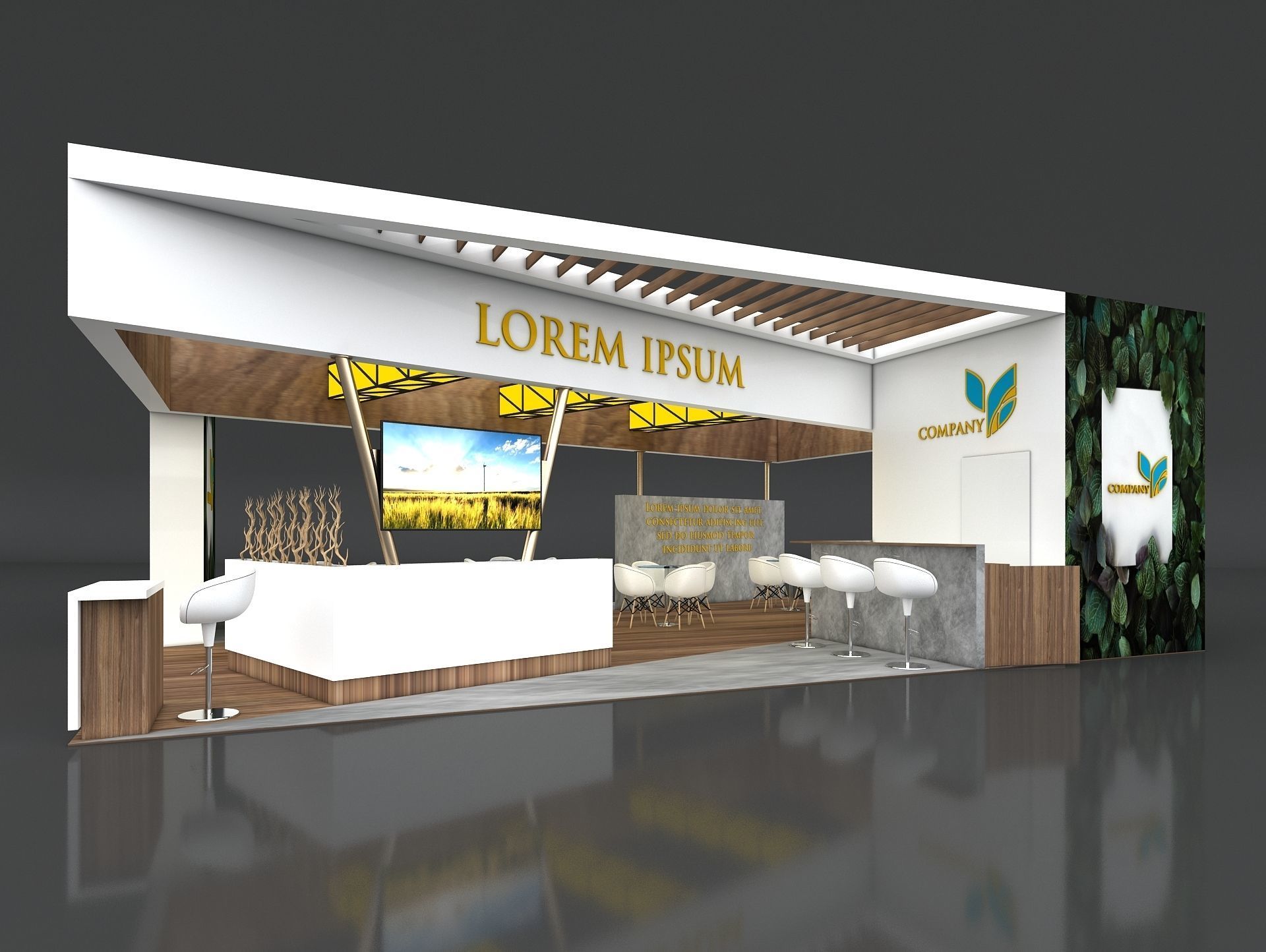 Exhibition Booth Stand Stall 8x10m Height 350 cm 4 Side Open 3D model_3