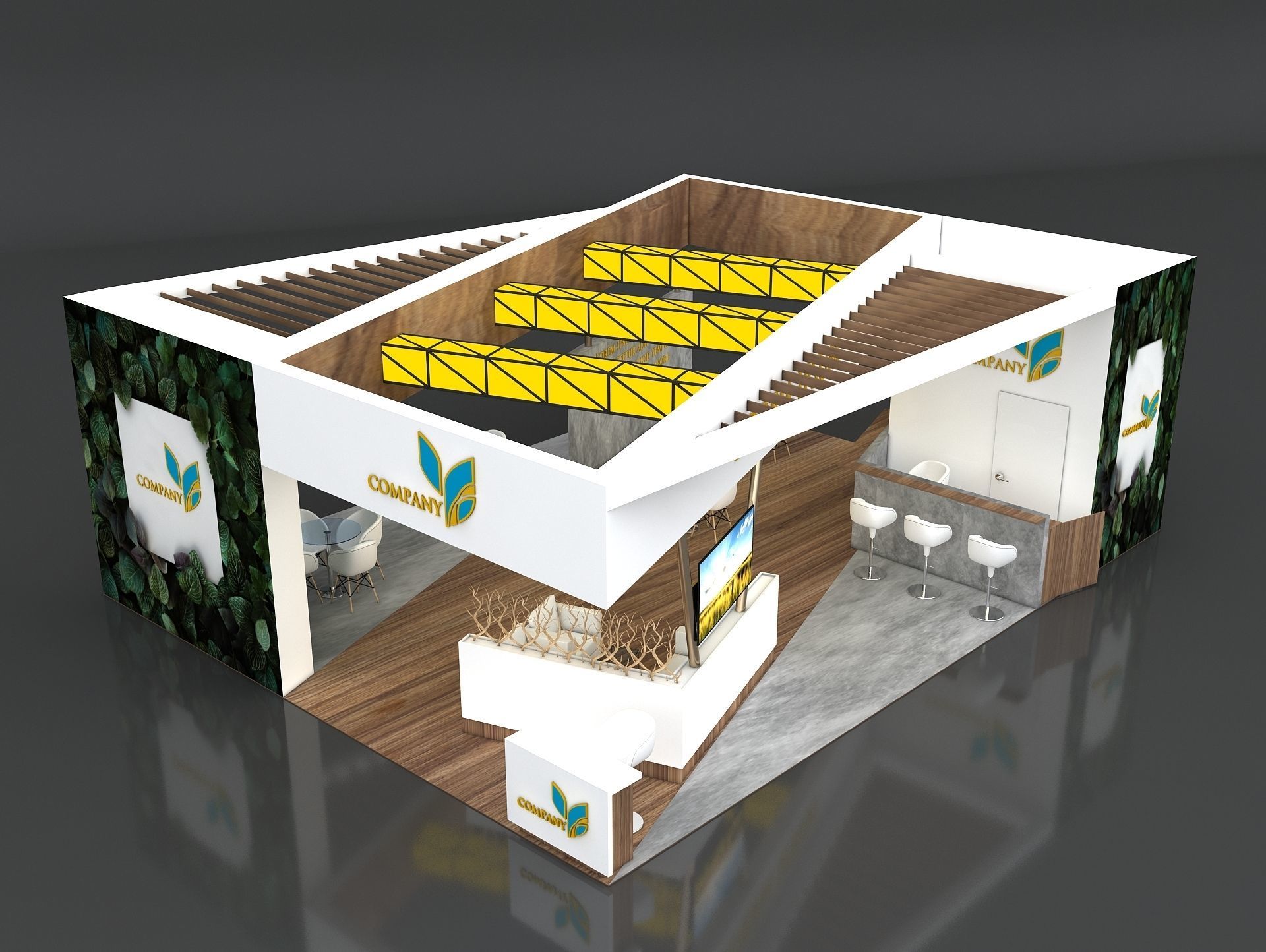 Exhibition Booth Stand Stall 8x10m Height 350 cm 4 Side Open 3D model_6