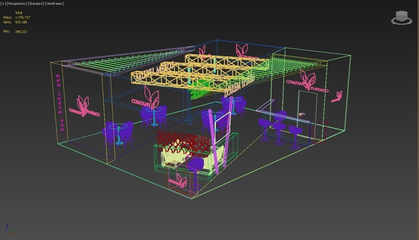 Exhibition Booth Stand Stall 8x10m Height 350 cm 4 Side Open 3D model_9