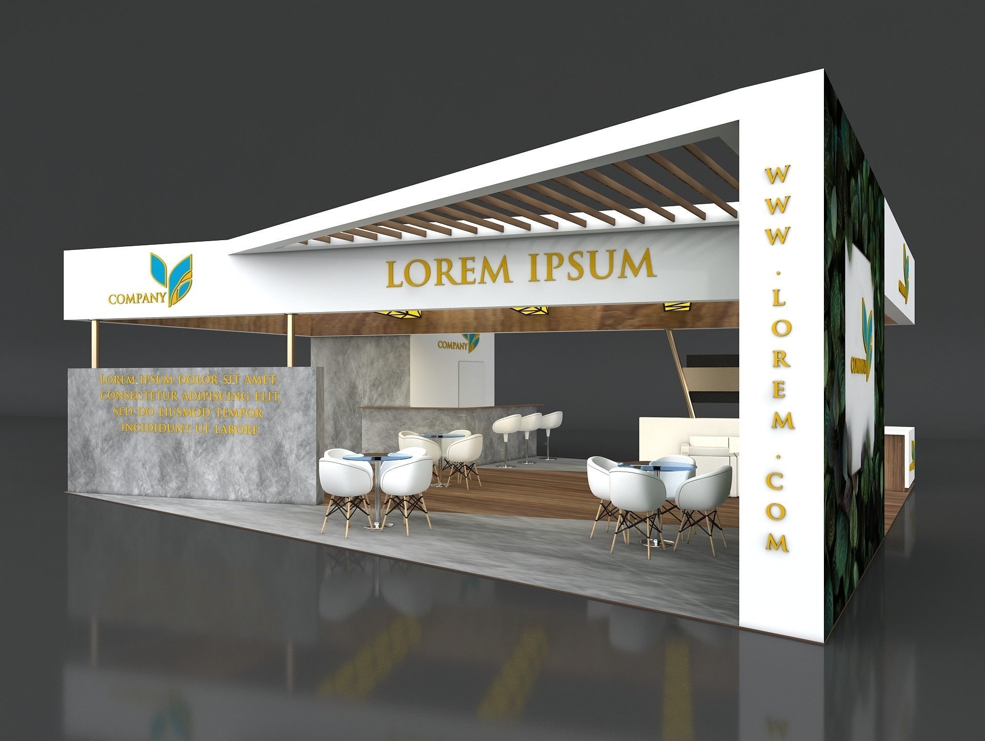 Exhibition Booth Stand Stall 8x10m Height 350 cm 4 Side Open 3D model_4