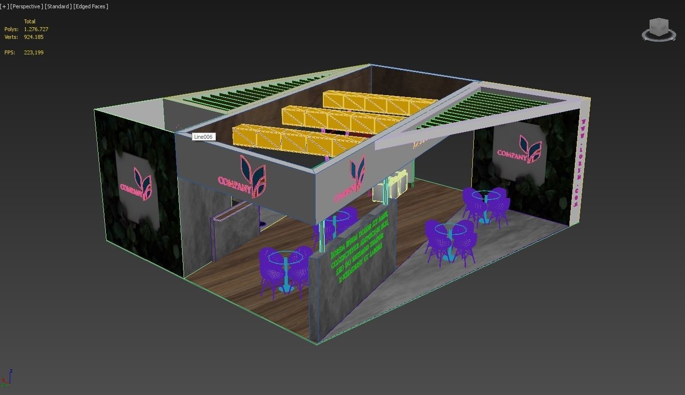 Exhibition Booth Stand Stall 8x10m Height 350 cm 4 Side Open 3D model_8