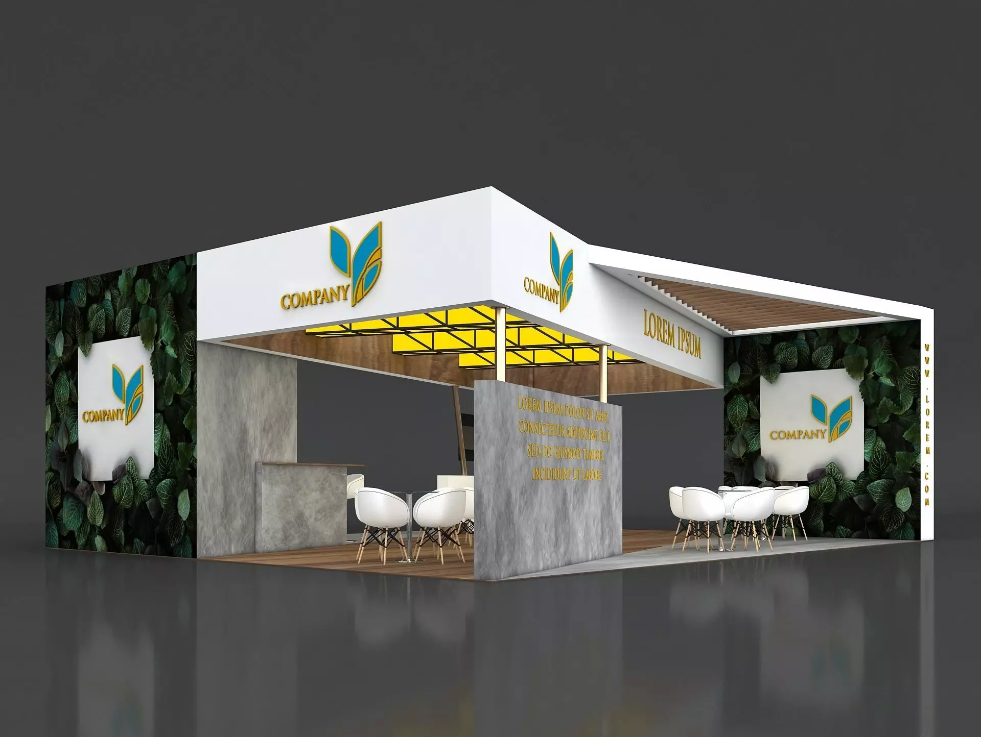 Exhibition Booth Stand Stall 8x10m Height 350 cm 4 Side Open 3D model_0