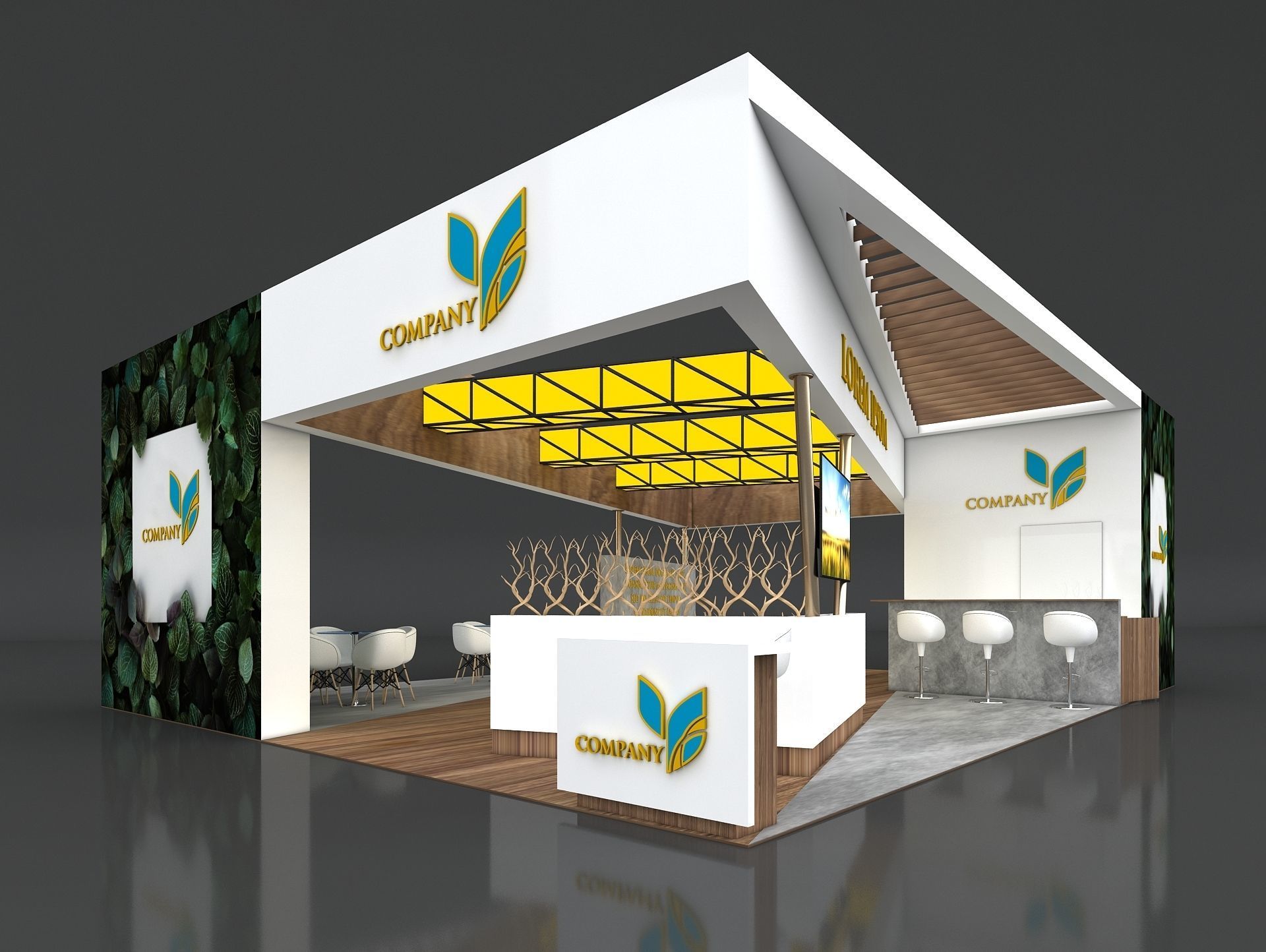 Exhibition Booth Stand Stall 8x10m Height 350 cm 4 Side Open 3D model_2
