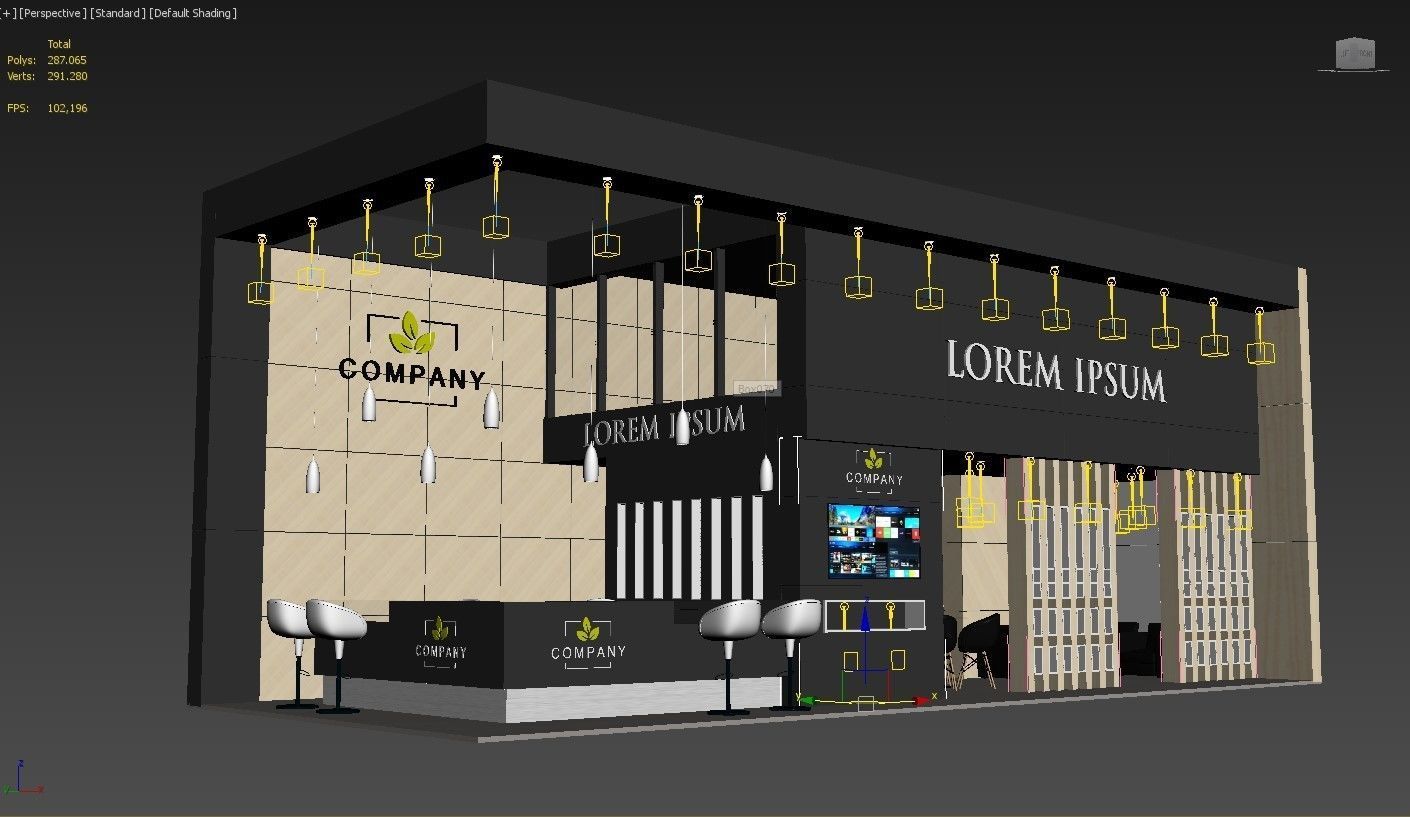 Exhibition Booth Stand Stall 12x5m Height 500 cm 2 Side Open 3D model_5