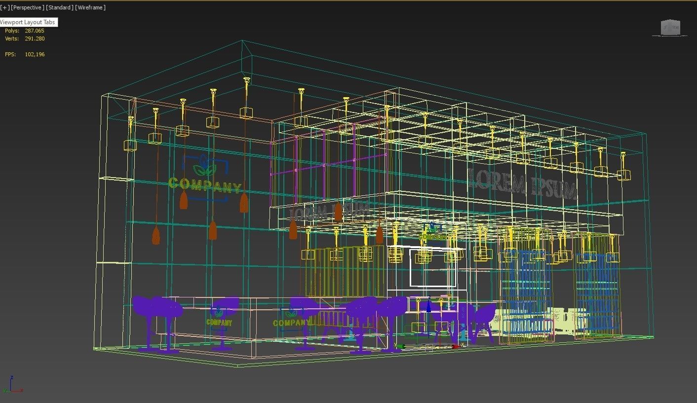 Exhibition Booth Stand Stall 12x5m Height 500 cm 2 Side Open 3D model_6