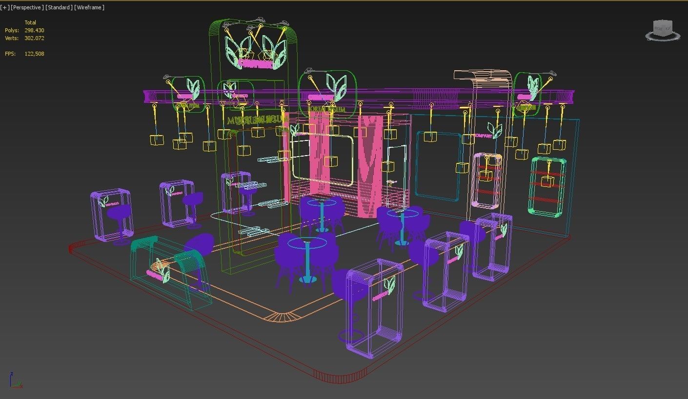 3D Exhibition Booth Stand Stall 9x9m Height 500 cm 3 Side Open 3D model_7