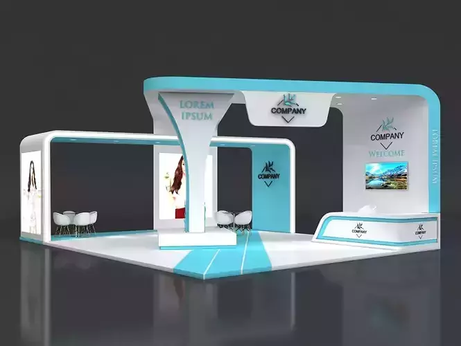 Exhibition Booth Stand Stall 10x8m Height 450 cm 4Side Open 3D model