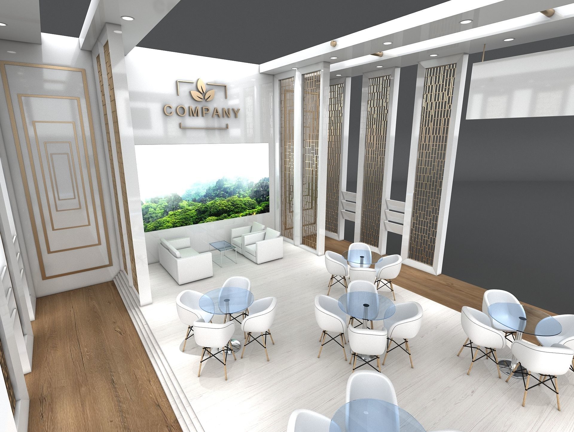 Exhibition Booth Stand Stall 10x8m Height 500 cm 3 Side Open 3D model_6