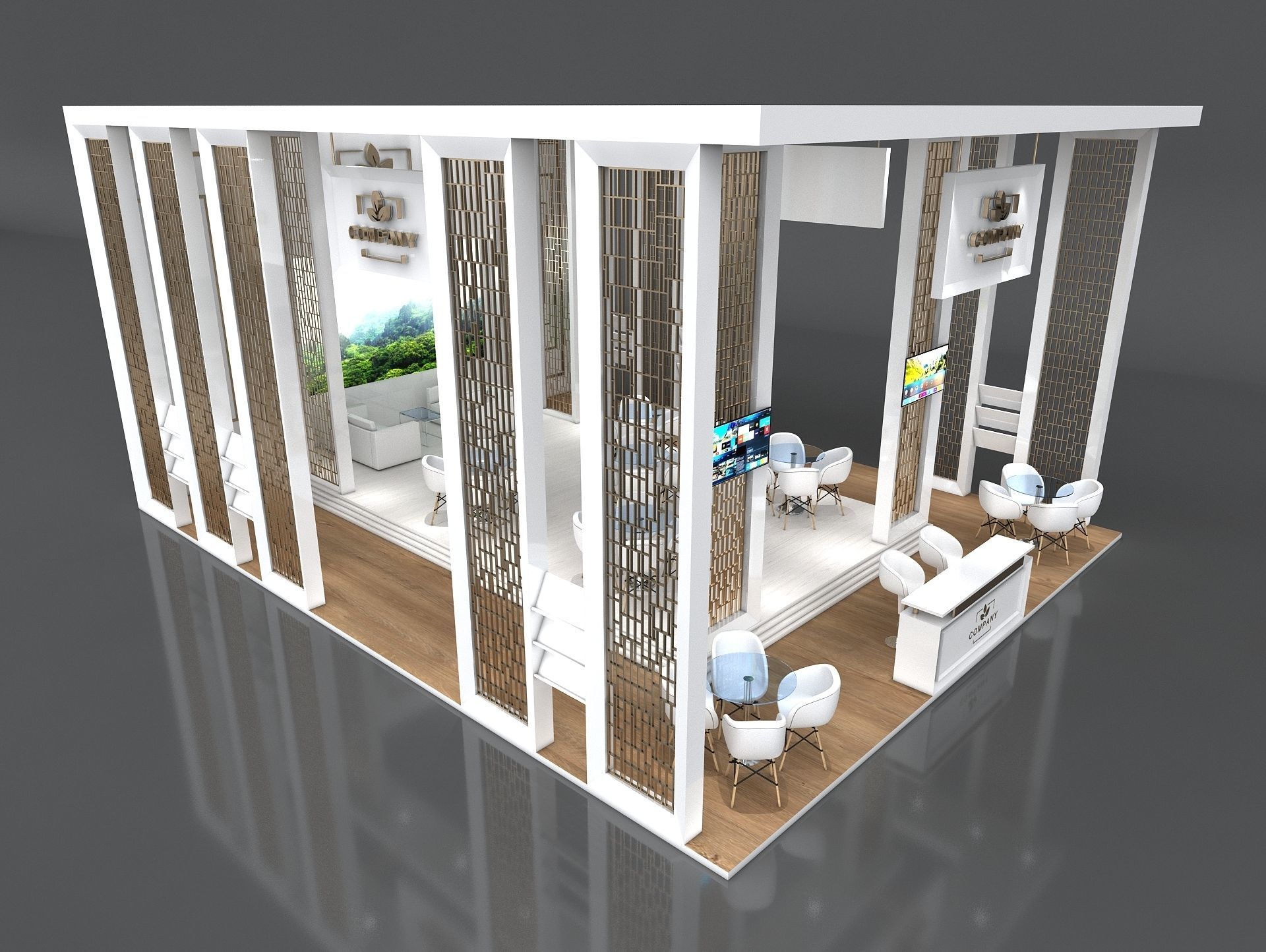 Exhibition Booth Stand Stall 10x8m Height 500 cm 3 Side Open 3D model_4