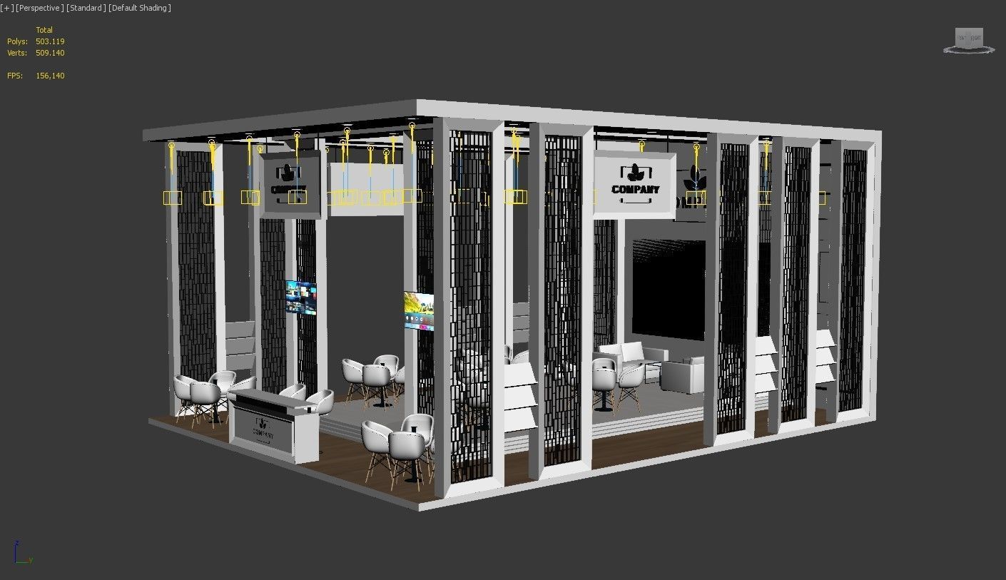 Exhibition Booth Stand Stall 10x8m Height 500 cm 3 Side Open 3D model_8