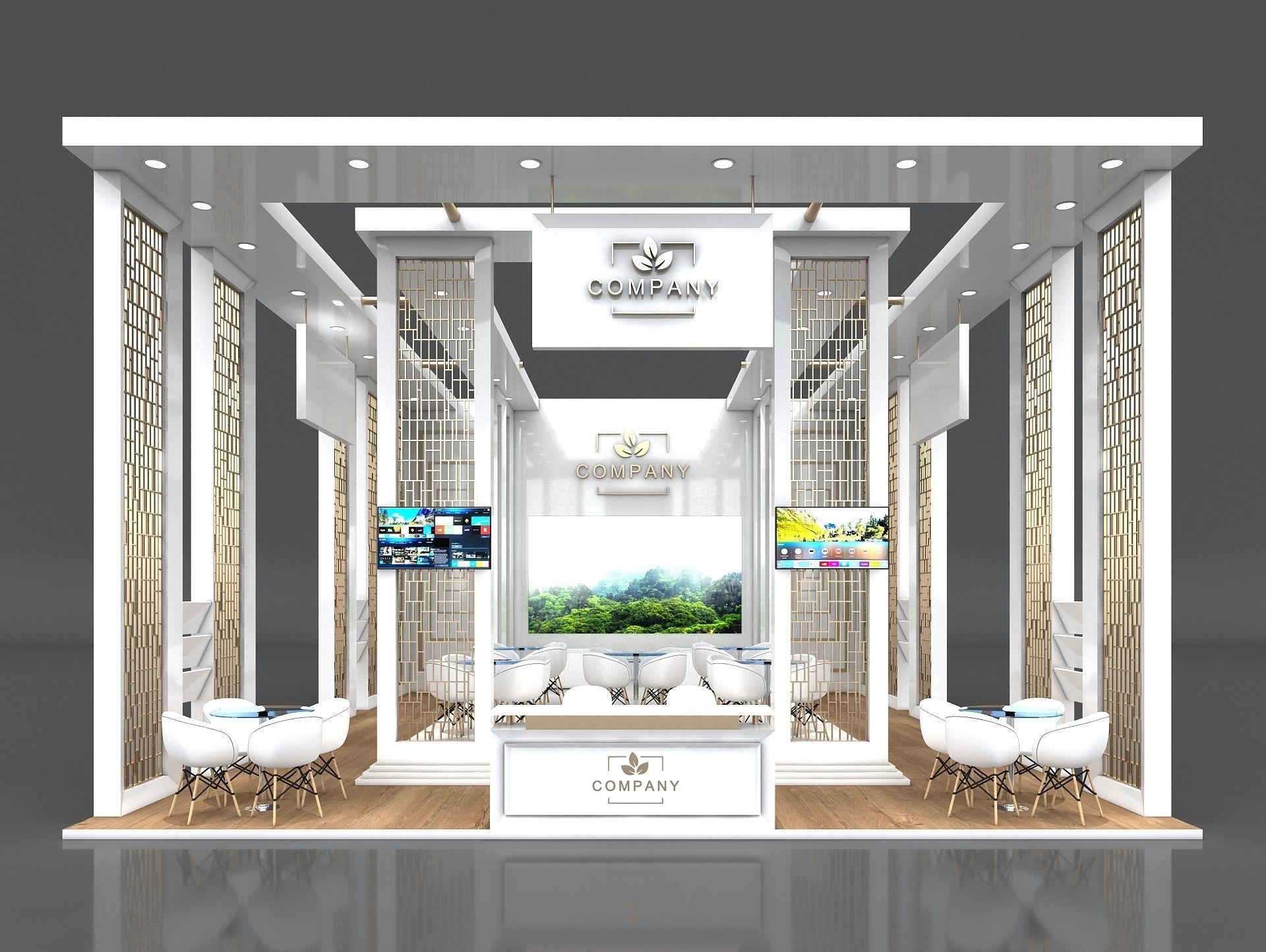 Exhibition Booth Stand Stall 10x8m Height 500 cm 3 Side Open 3D model_2