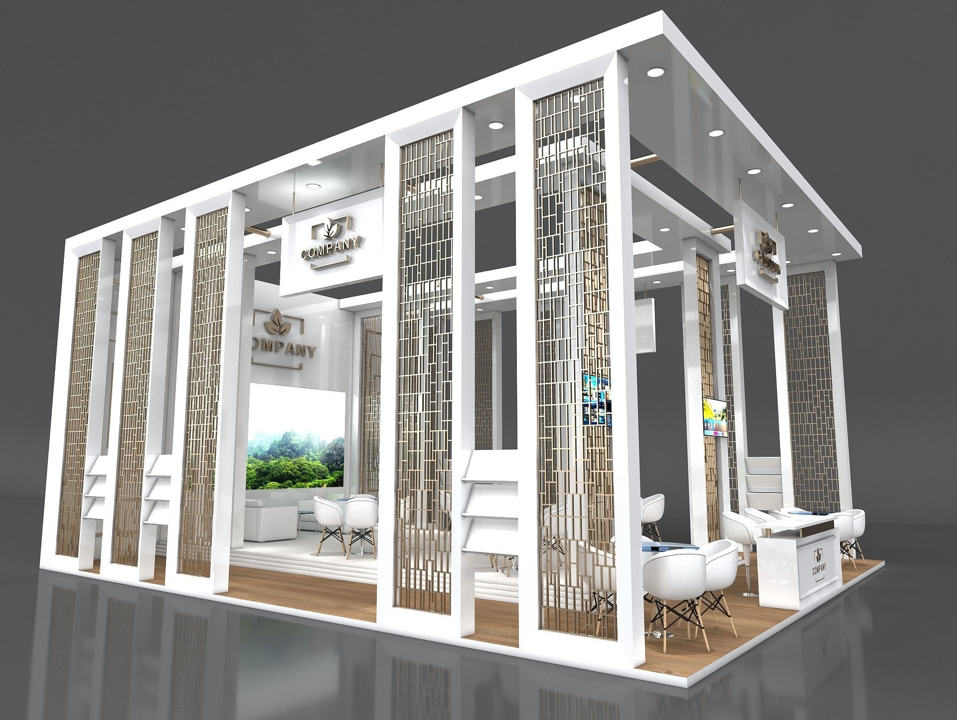 Exhibition Booth Stand Stall 10x8m Height 500 cm 3 Side Open 3D model_5